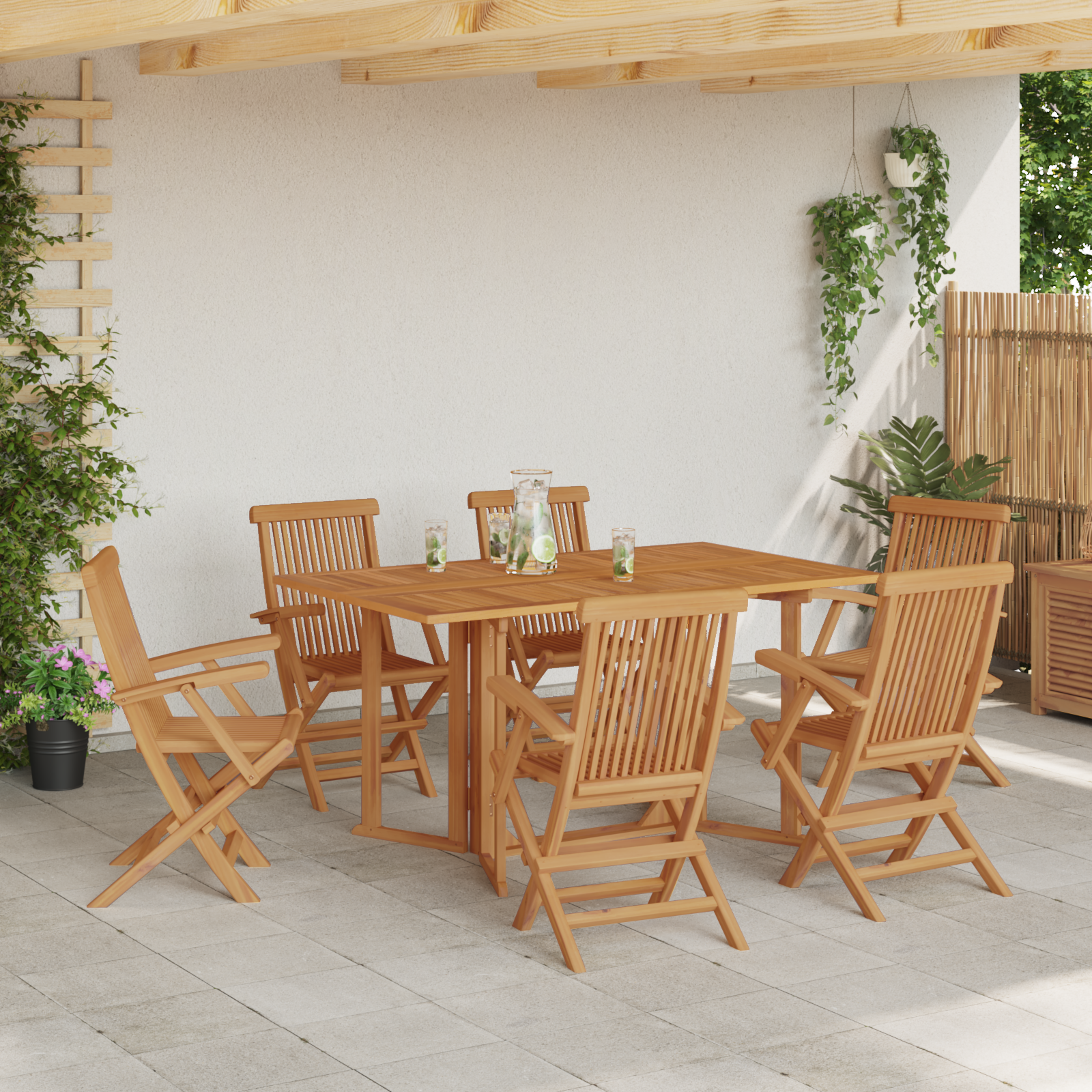 7 Piece Garden Dining Set Solid Wood Teak