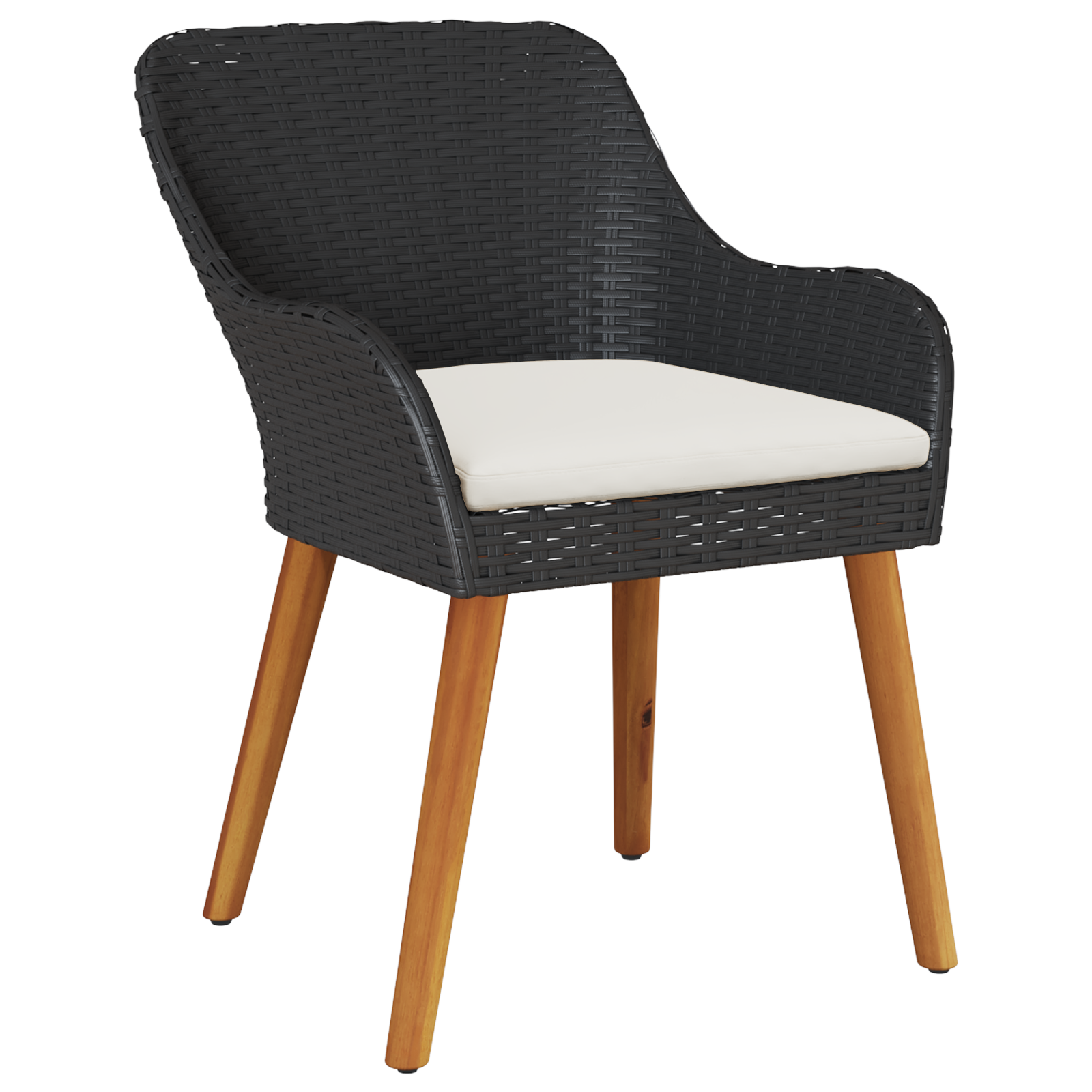 3 Piece Garden Dining Set Black Poly Rattan - Image 6