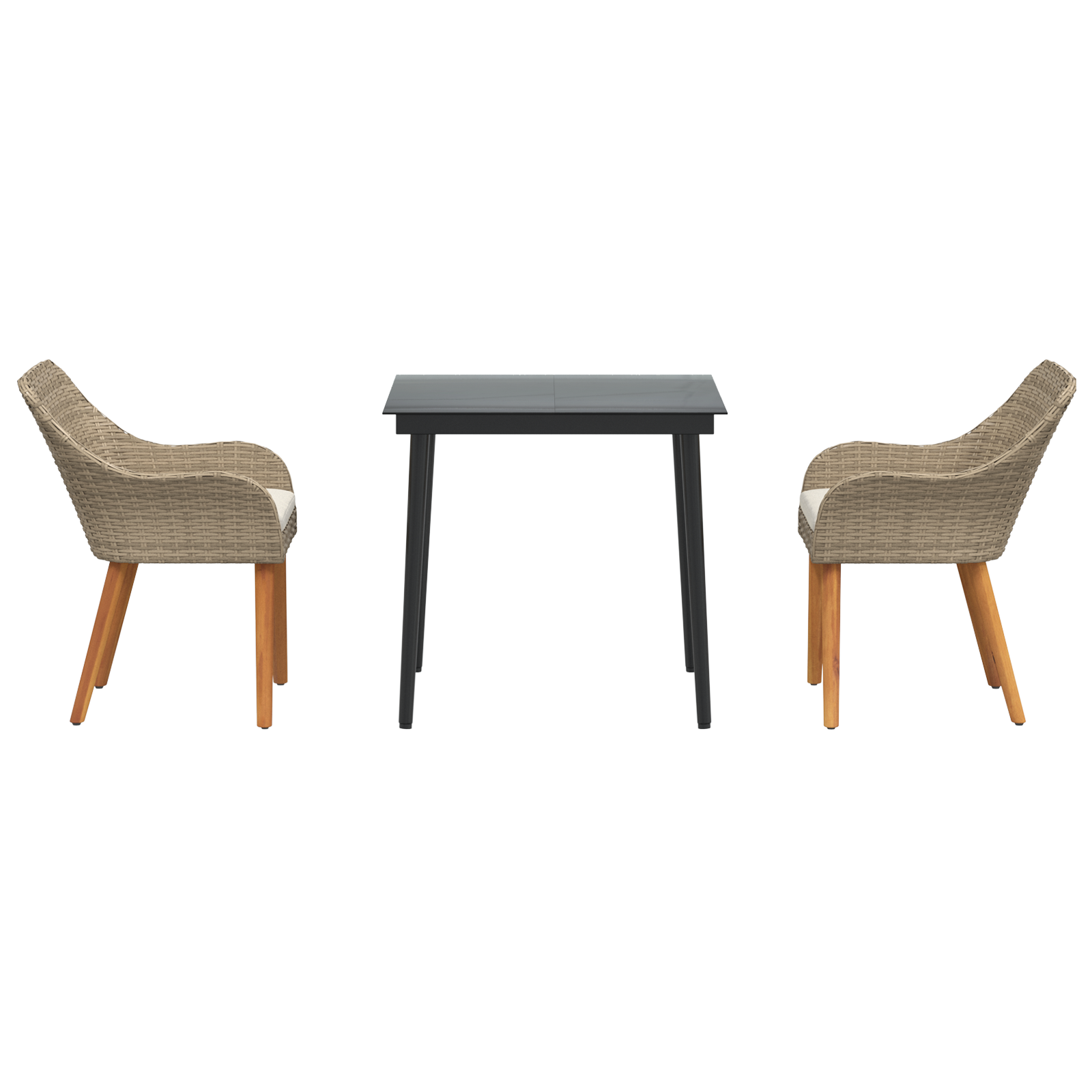 3 Piece Garden Dining Set Beige Poly Rattan - Image 7