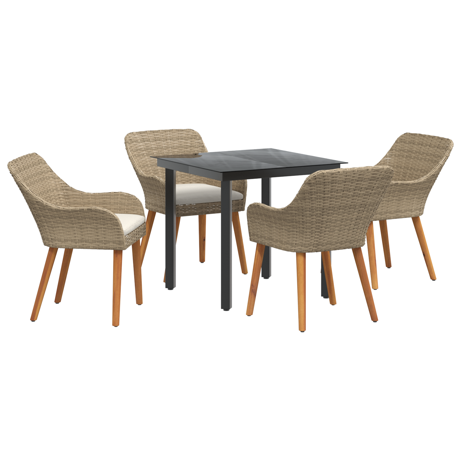 Thumbnail - vidaXL 5-teiliges Garten-Esszimmer Set Beigefarbenes Poly-Rattan