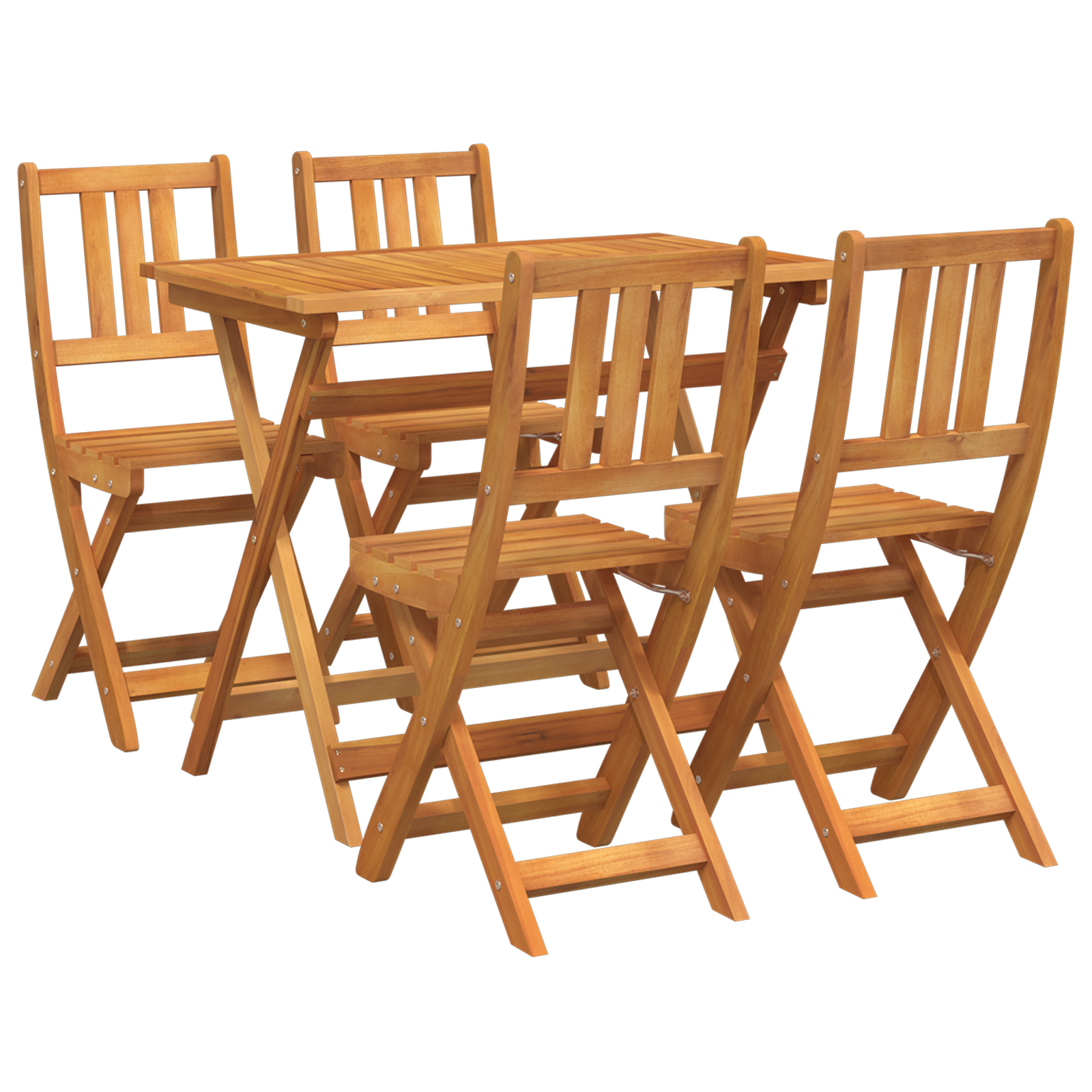 4 Piece Folding Garden Bistro Set Solid Wood Acacia - Image 2