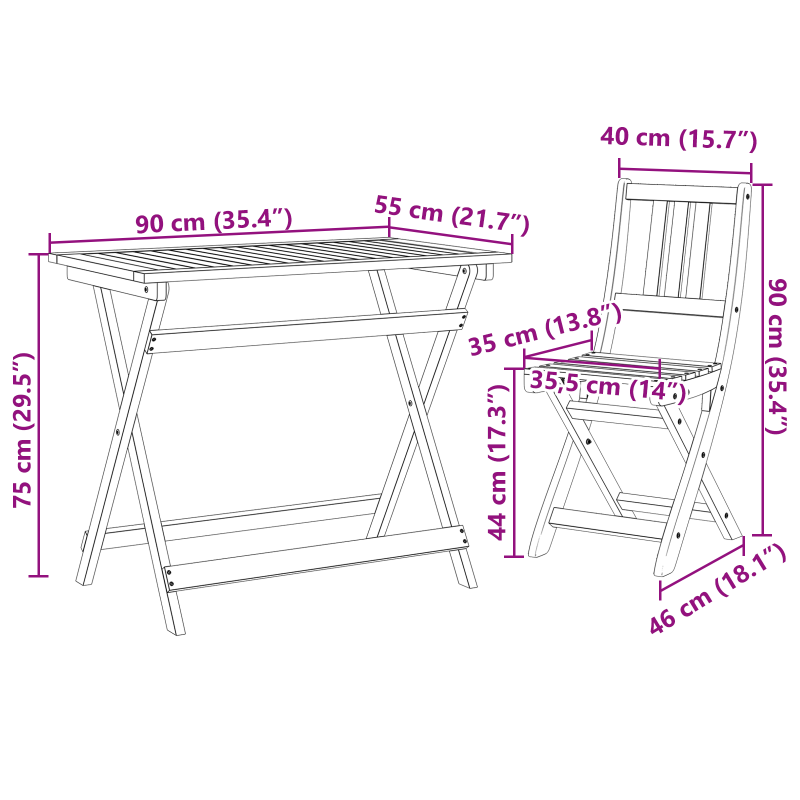 Tuin Bistro Set 5 pcs Bruin Massief Acaciahout image 12