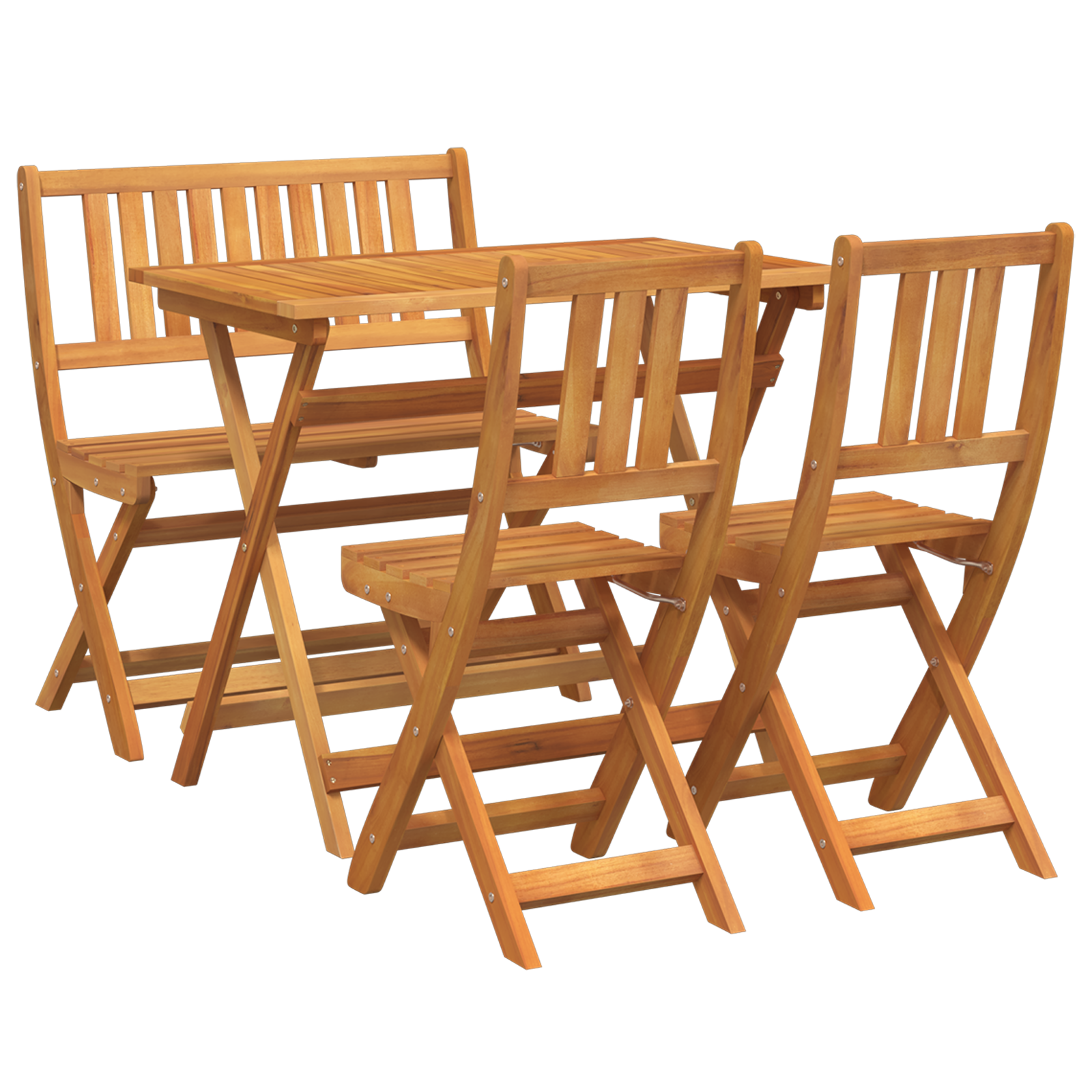 Thumbnail - vidaXL 4-teiliges faltbares Garten Bistro Set aus massivem Akazienholz