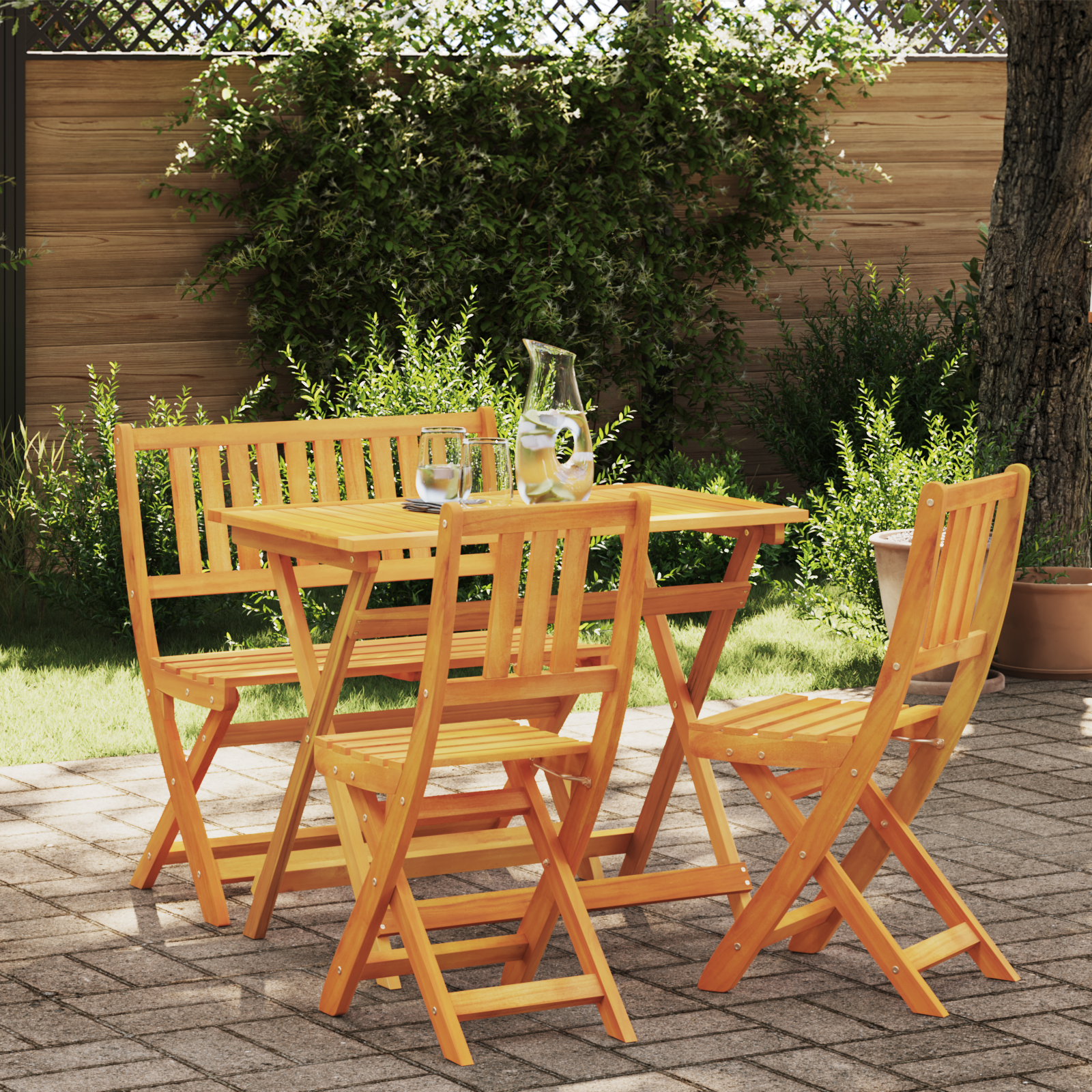 Thumbnail - vidaXL 4-teiliges faltbares Garten Bistro Set aus massivem Akazienholz
