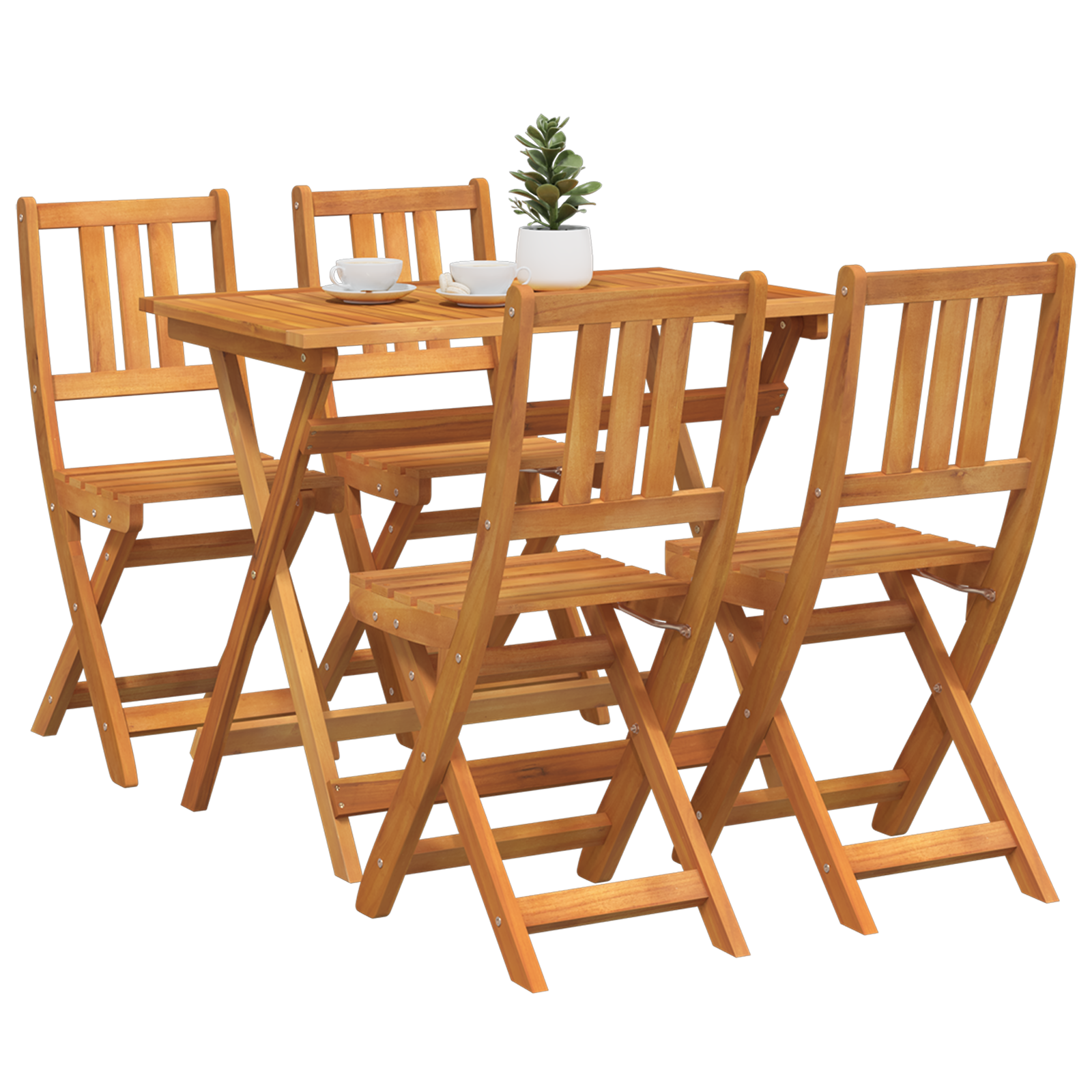 Thumbnail - vidaXL 4-teiliges faltbares Garten Bistro Set aus massivem Akazienholz