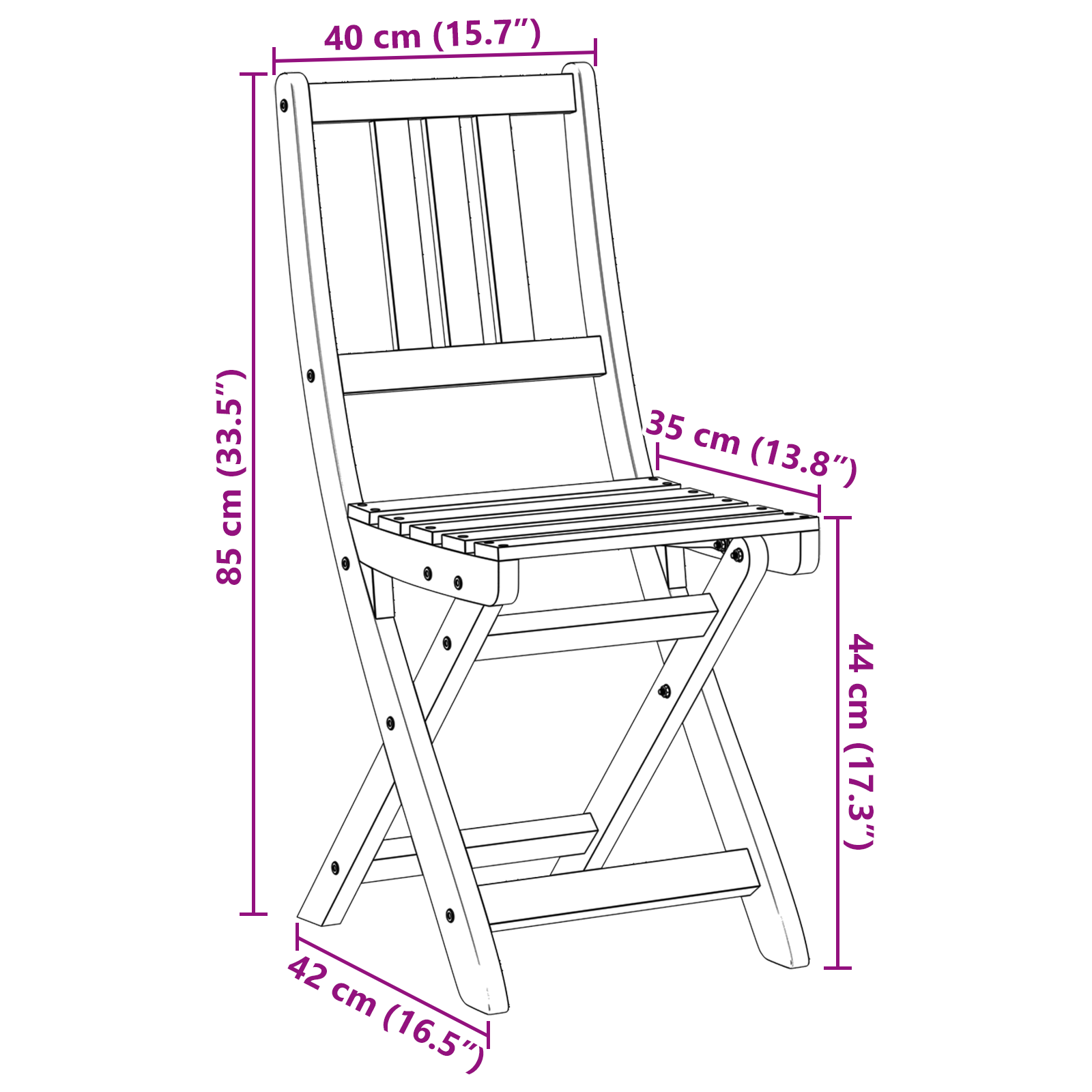 Folding Garden Chairs 6 pcs 36x46x86 cm Solid Wood Acacia - Image 11