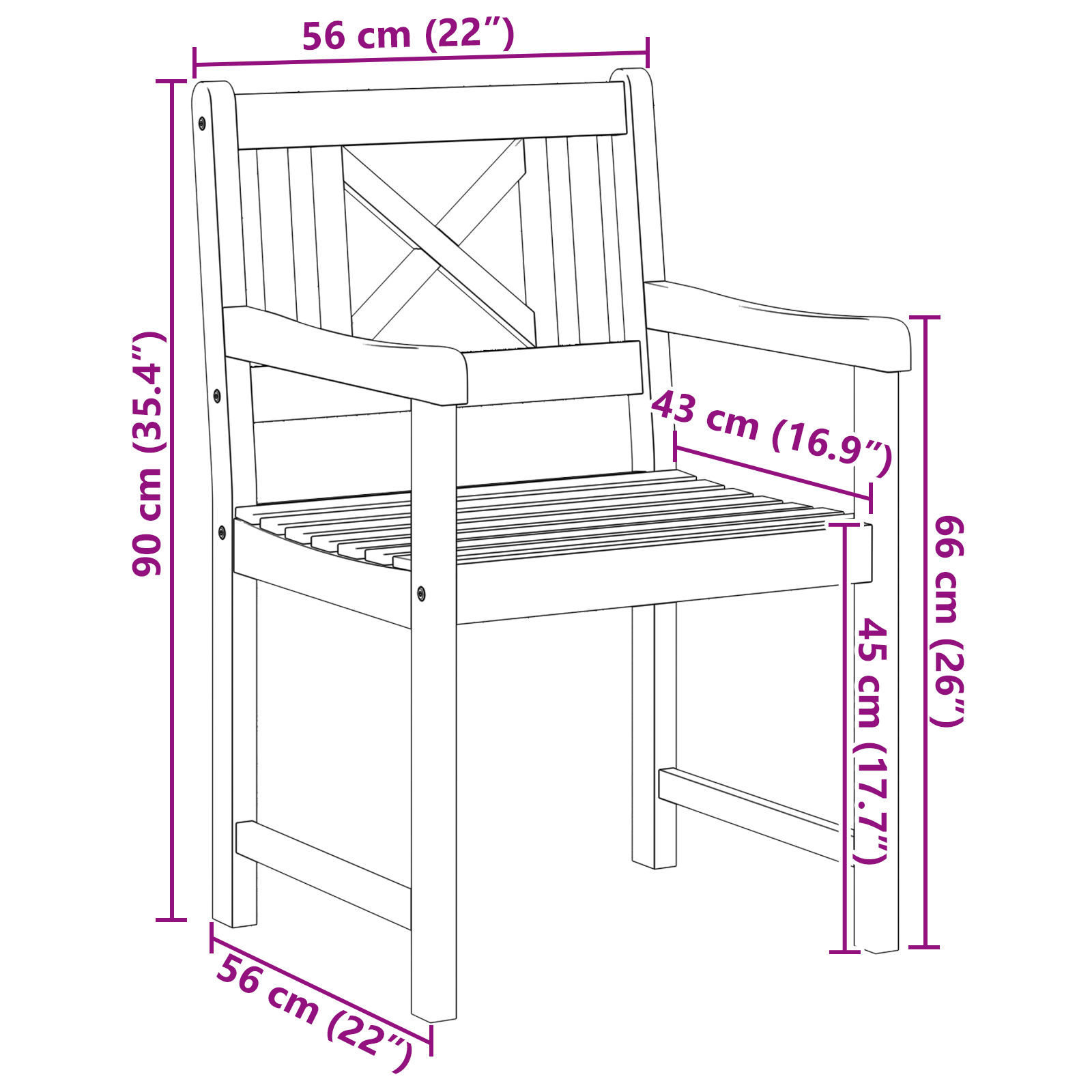 tuinmeubels 4 stuks 56x55.5x90 cm Massief hout Acacia image 10