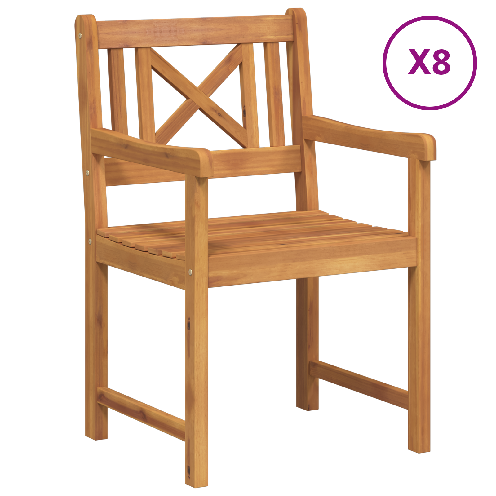 Garden Chairs 8 pcs 56x55.5x90 cm Solid Wood Acacia - Image 2