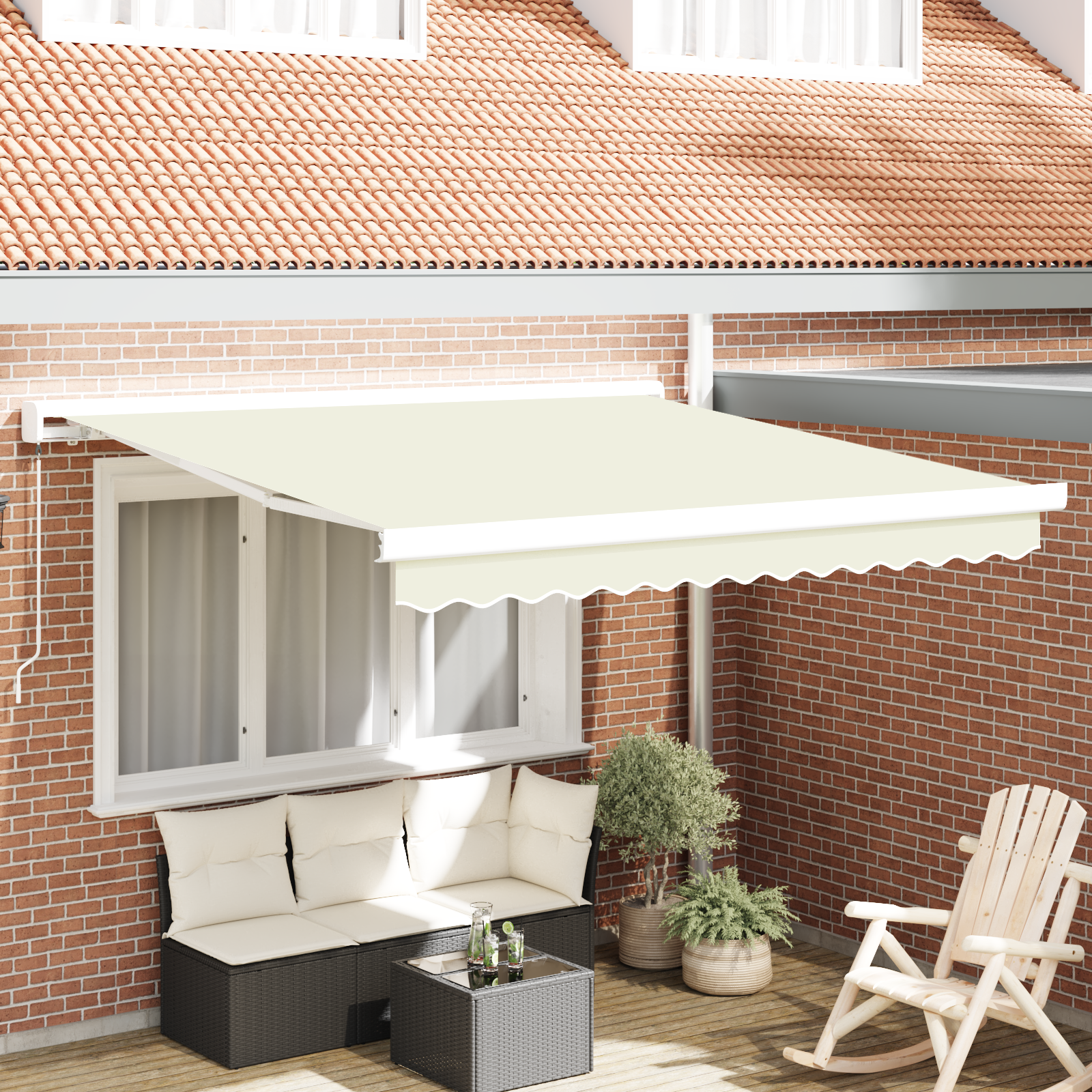Tenda Manuale Retrattile Panna 300x250 cm 3329915