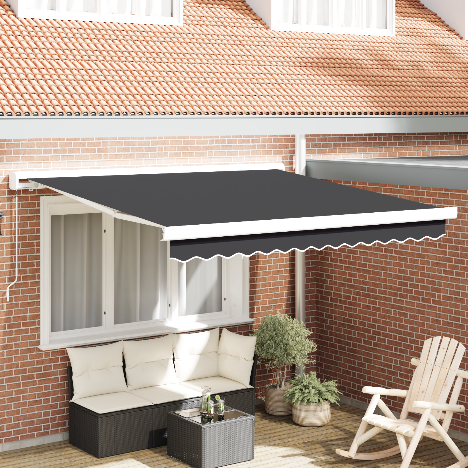 Tenda retrattile manuale antracite 300x250 cm 3329929