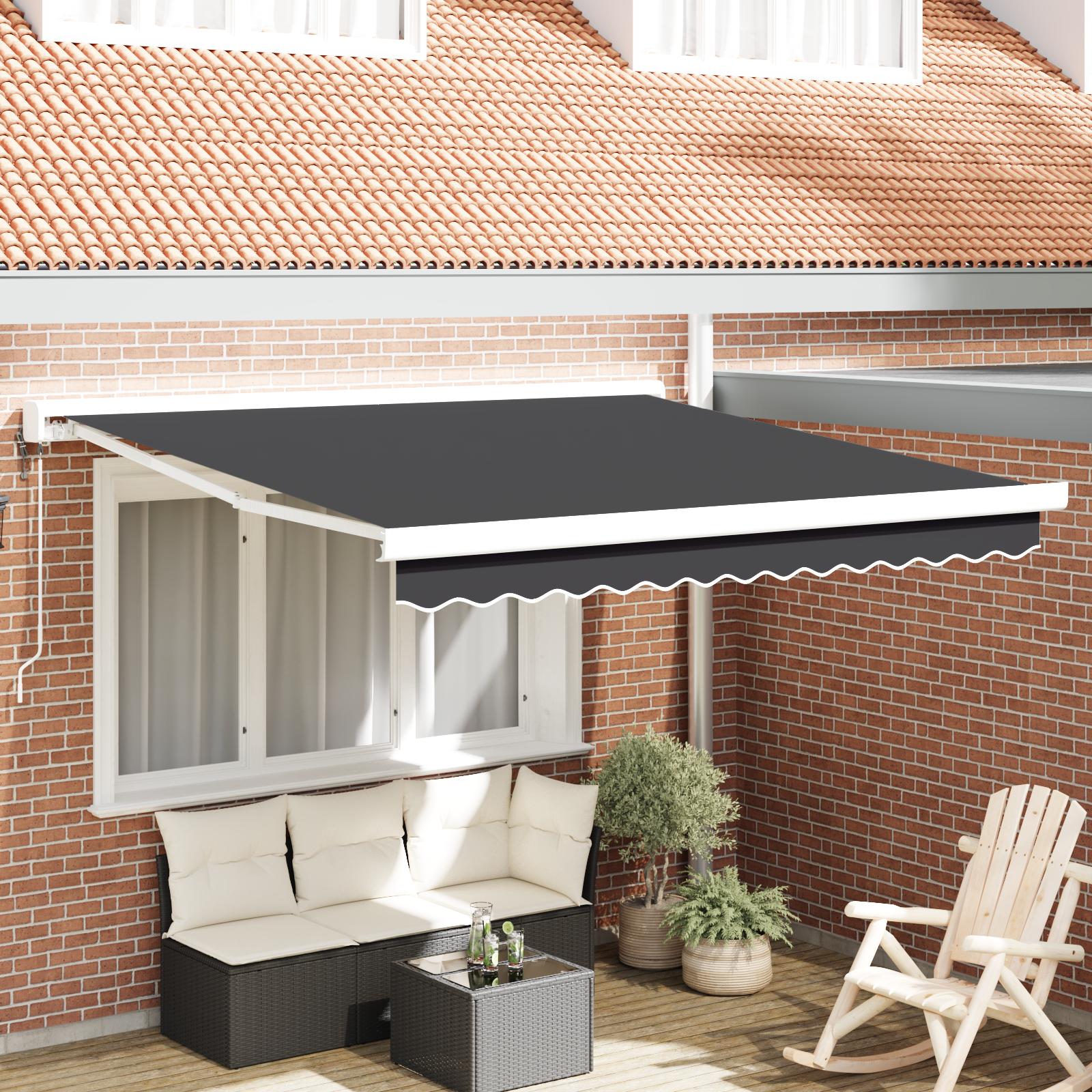 Tenda Retrattile Automatica Antracite 300x250 cm 3329930