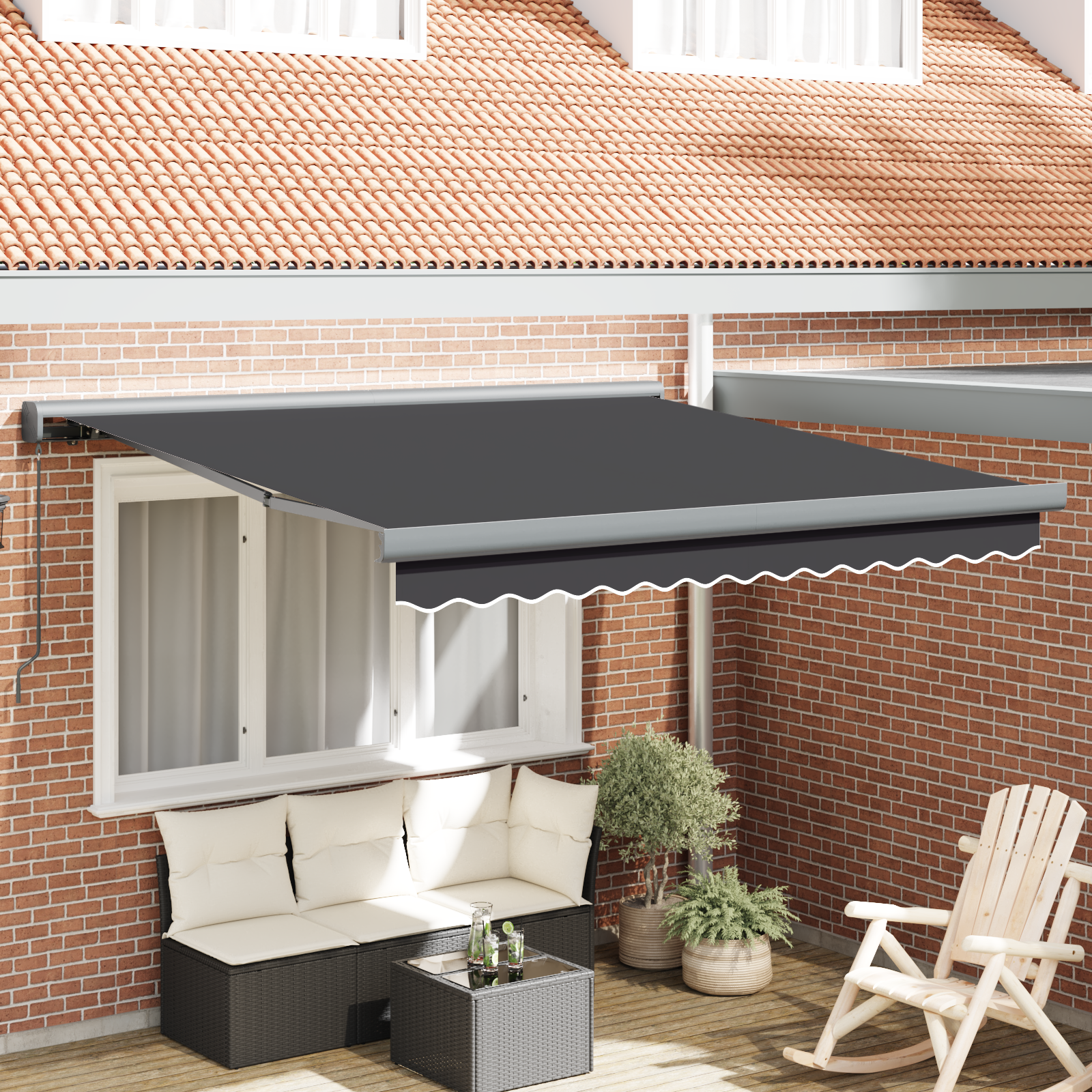 Tenda Manuale Retrattile Antracite 300x250 cm 3329931