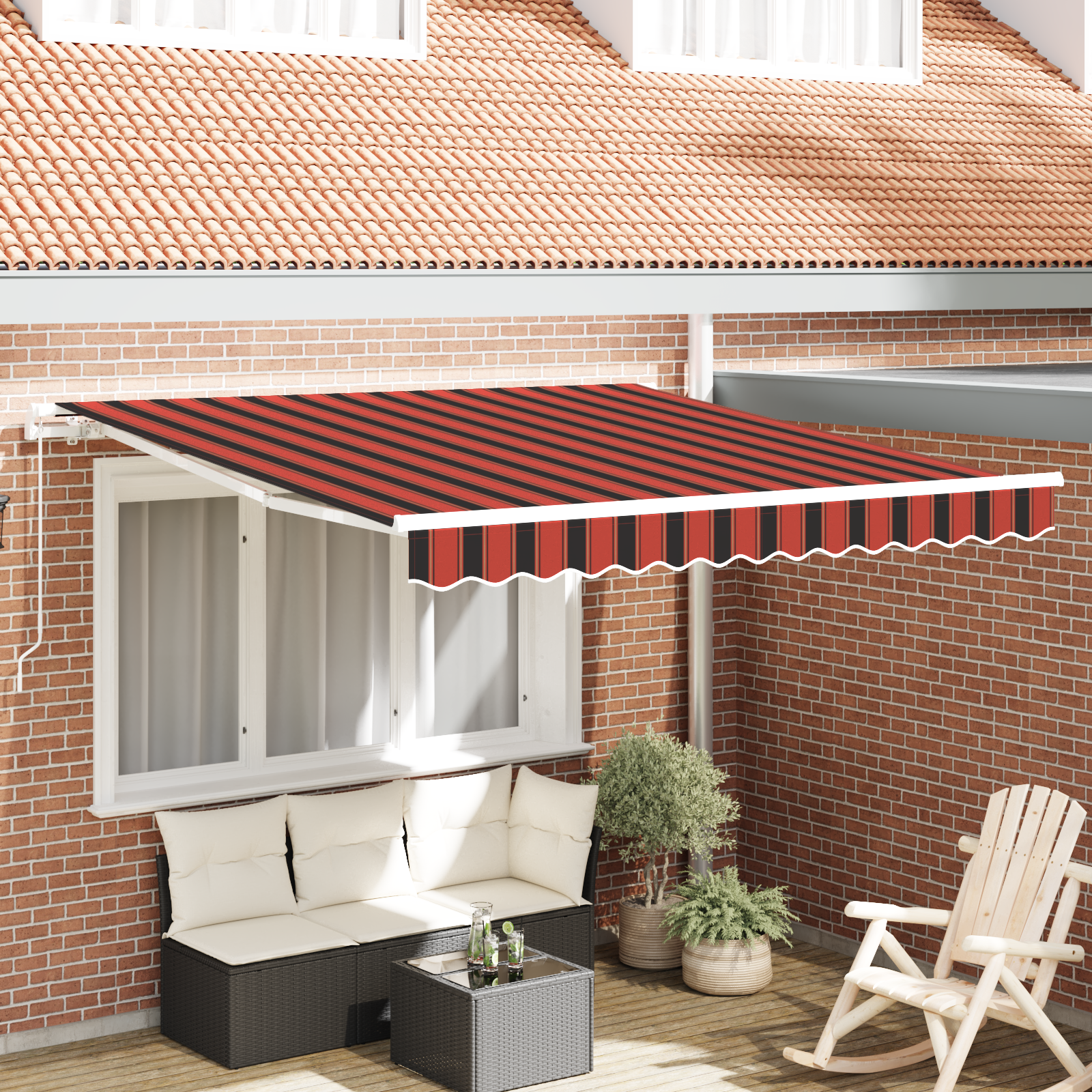 Handmatig Inklapbaar Zonnescherm Oranje en Bruin 300×250 cm