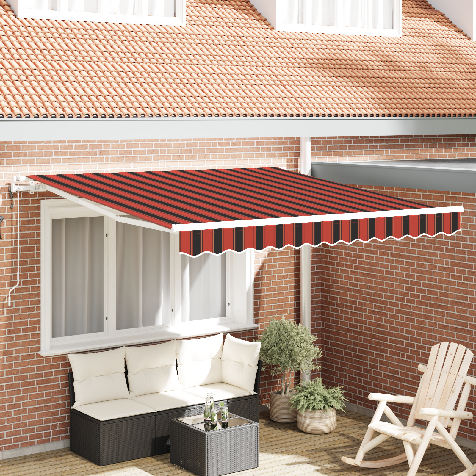 Automatische Inklapbare Luifel Oranje en Bruin 300×250 cm