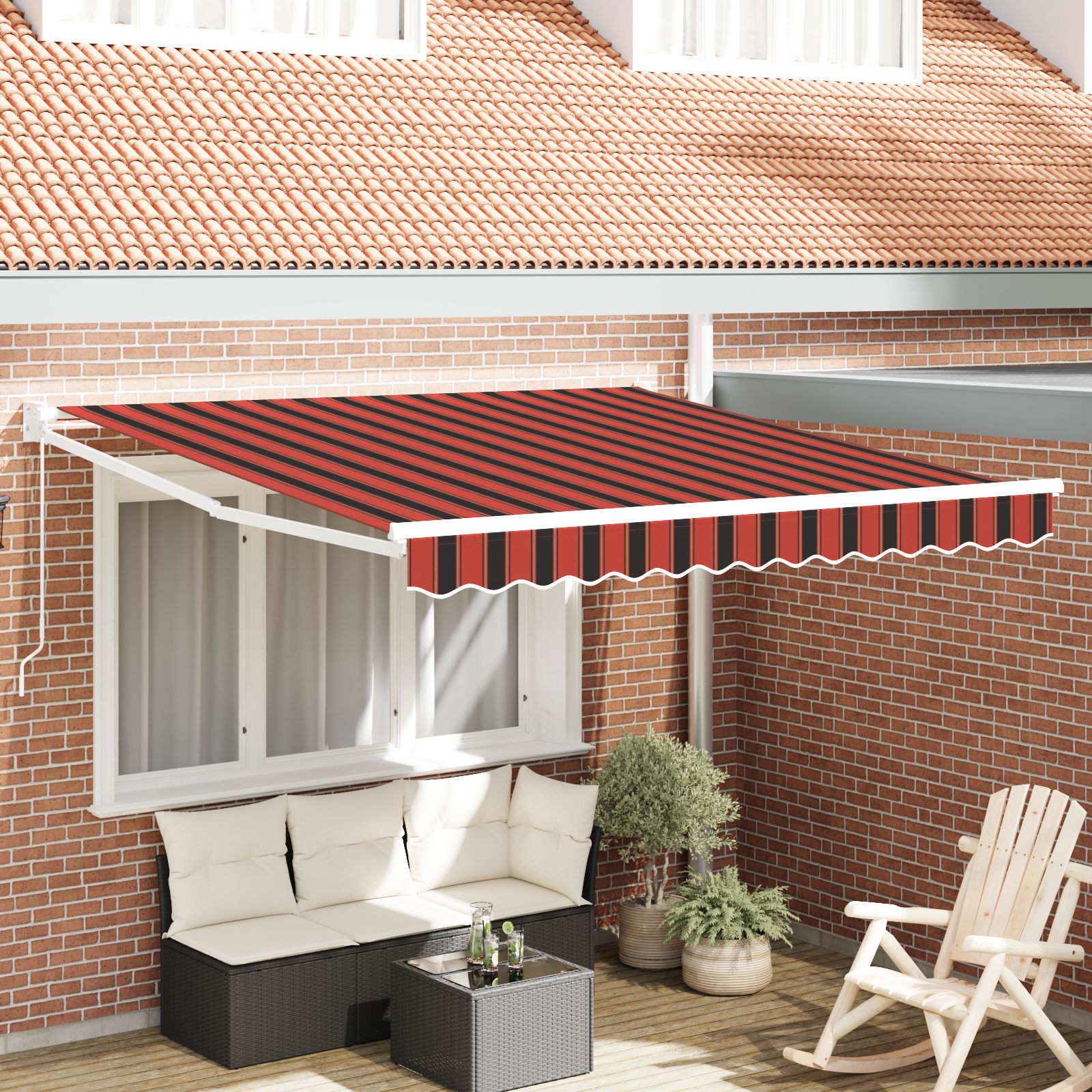 Tenda Retrattile Manuale Arancione e Marrone 300x250 cm 3329945
