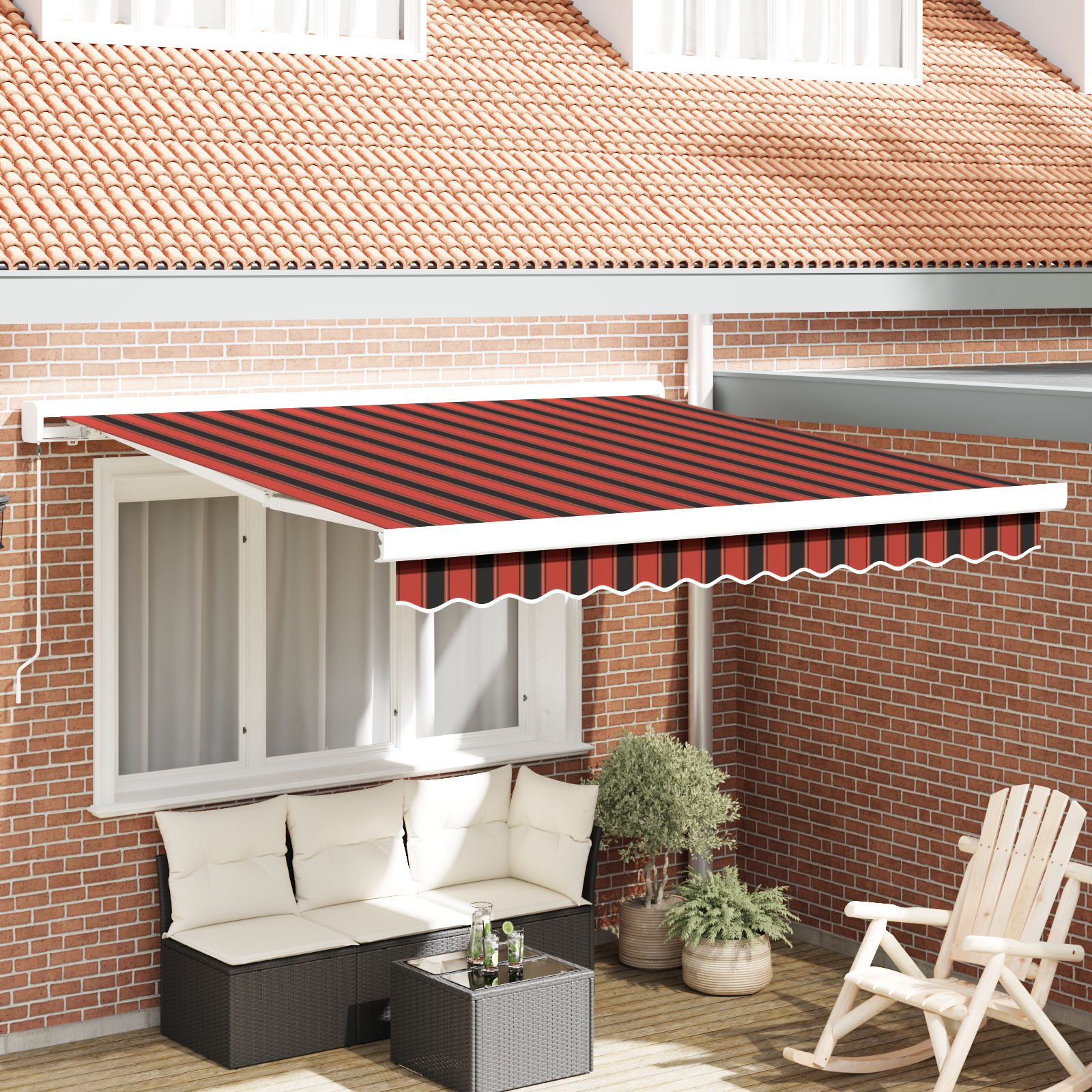 Handmatige Uittrekbare Luifel Oranje en Bruin 300×250 cm