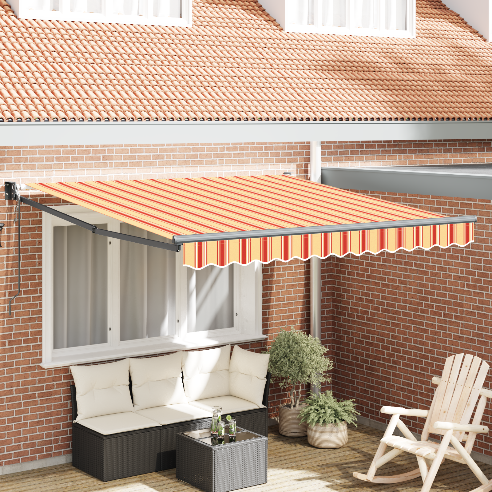 Automatic Retractable Awning Yellow and Orange 300x250 cm