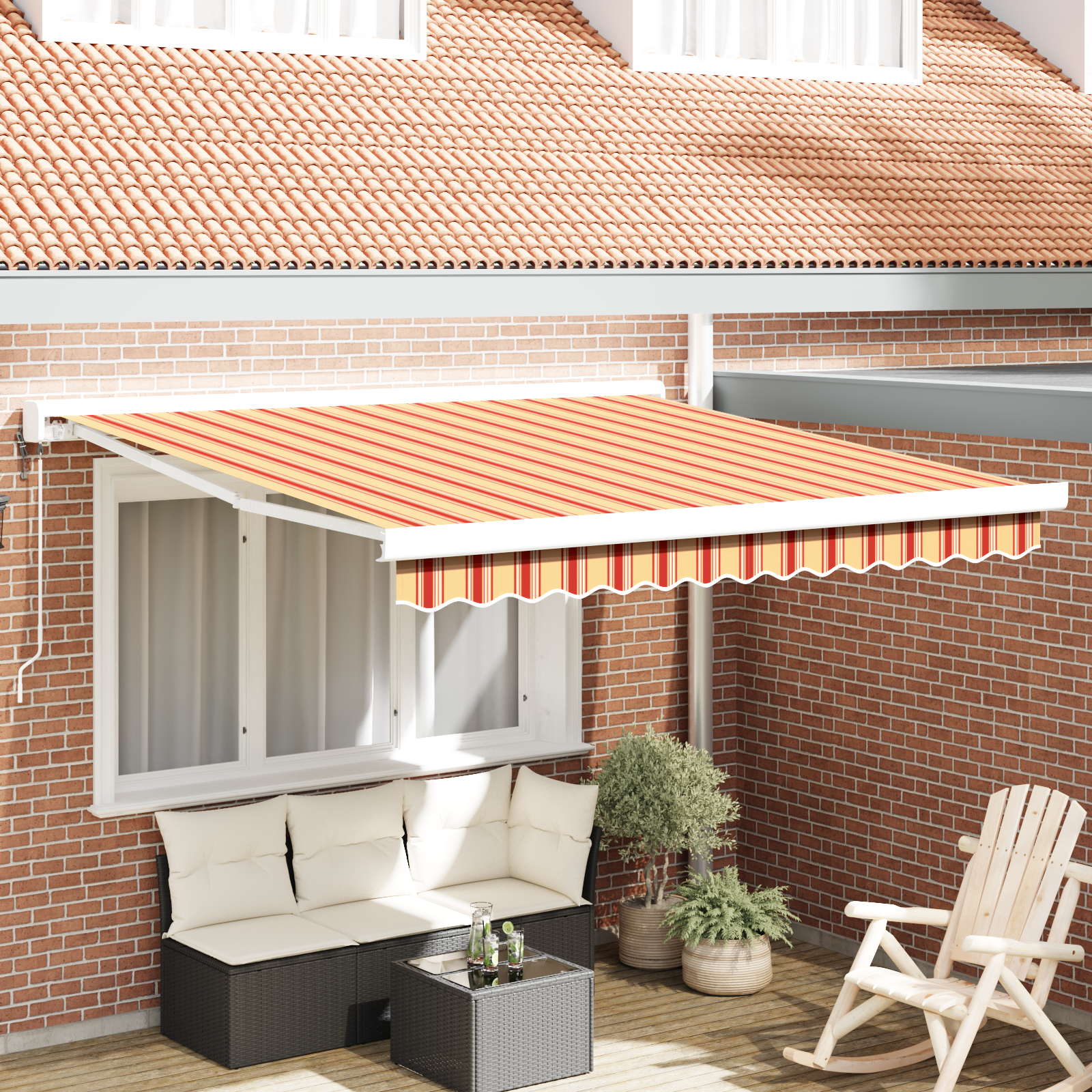 Automatische Inklapbare Luifel Geel en Oranje 300×250 cm