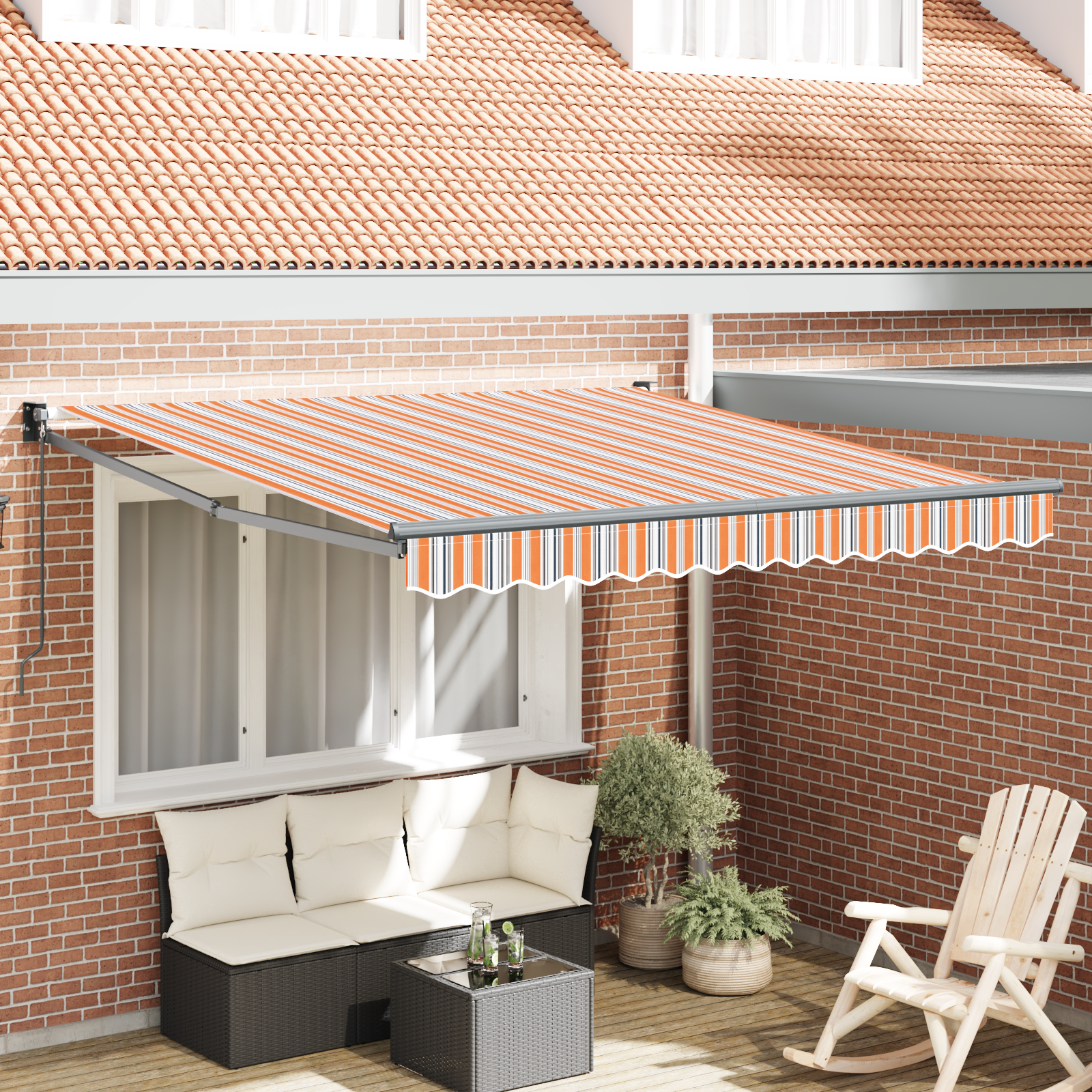 Handmatig Uittrekbaar Ligbed Multikleur Streep 300×250 cm