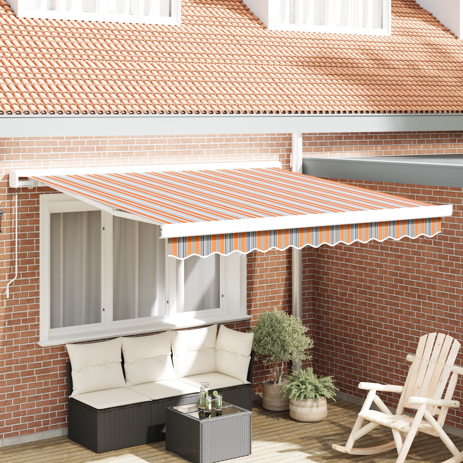Handmatige Inklapbare Luifel Multicolour Stripe 300×250 cm