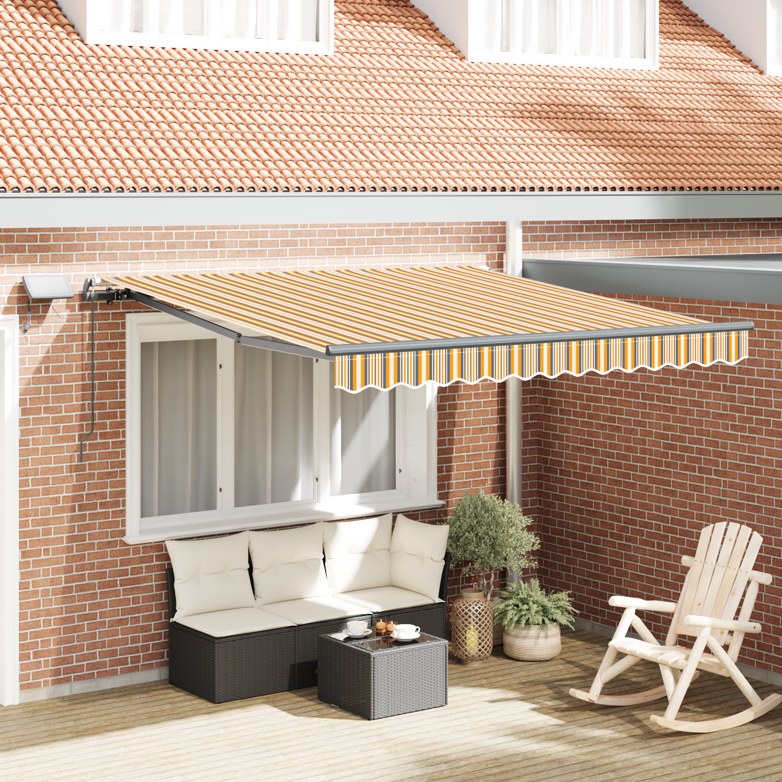 Handmatige Inklapbare Luifel met LED Multicolor Streep 300×250 cm
