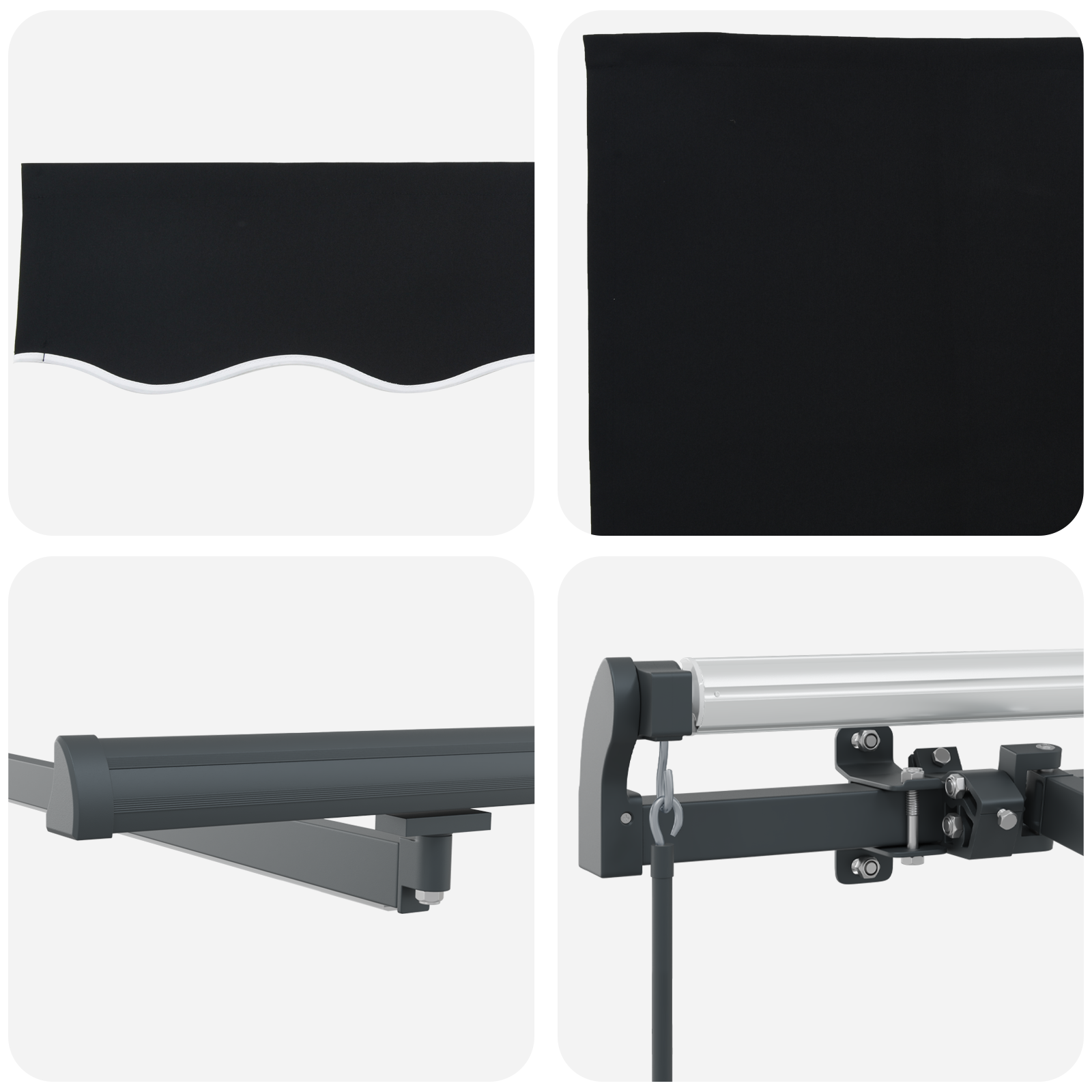 Manual Retractable Awning with LED Black 300x250 cm - Image 8