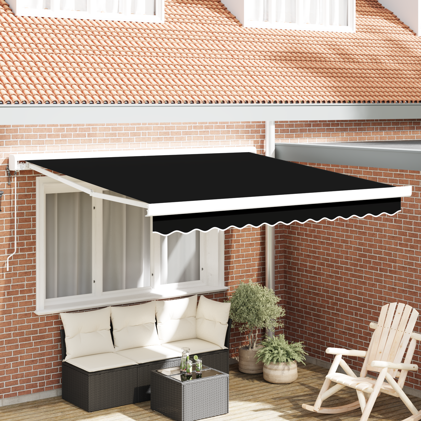 Zwarte 300×250 cm automatische intrekbare luifel
