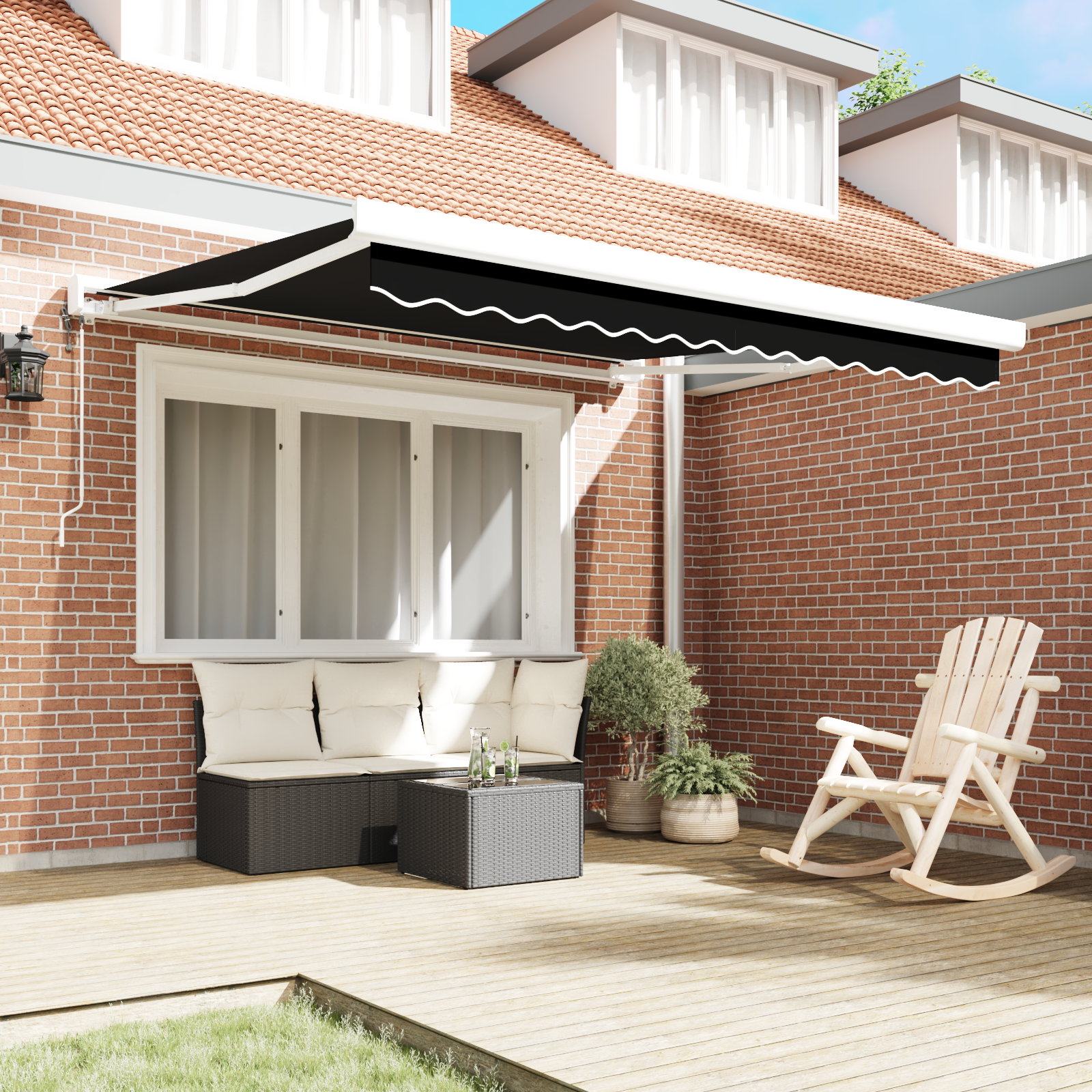 Black 300x250 cm Automatic Retractable Awning - Image 3