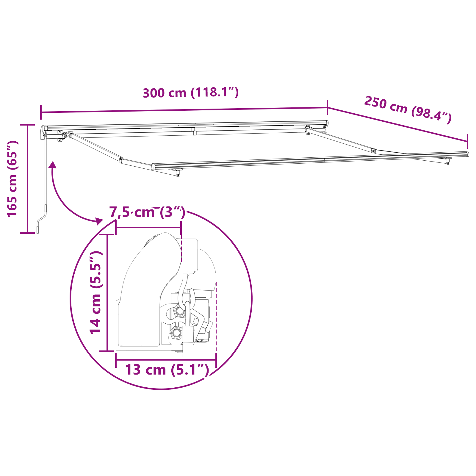Manual Retractable Awning White 300x250 cm - Image 11
