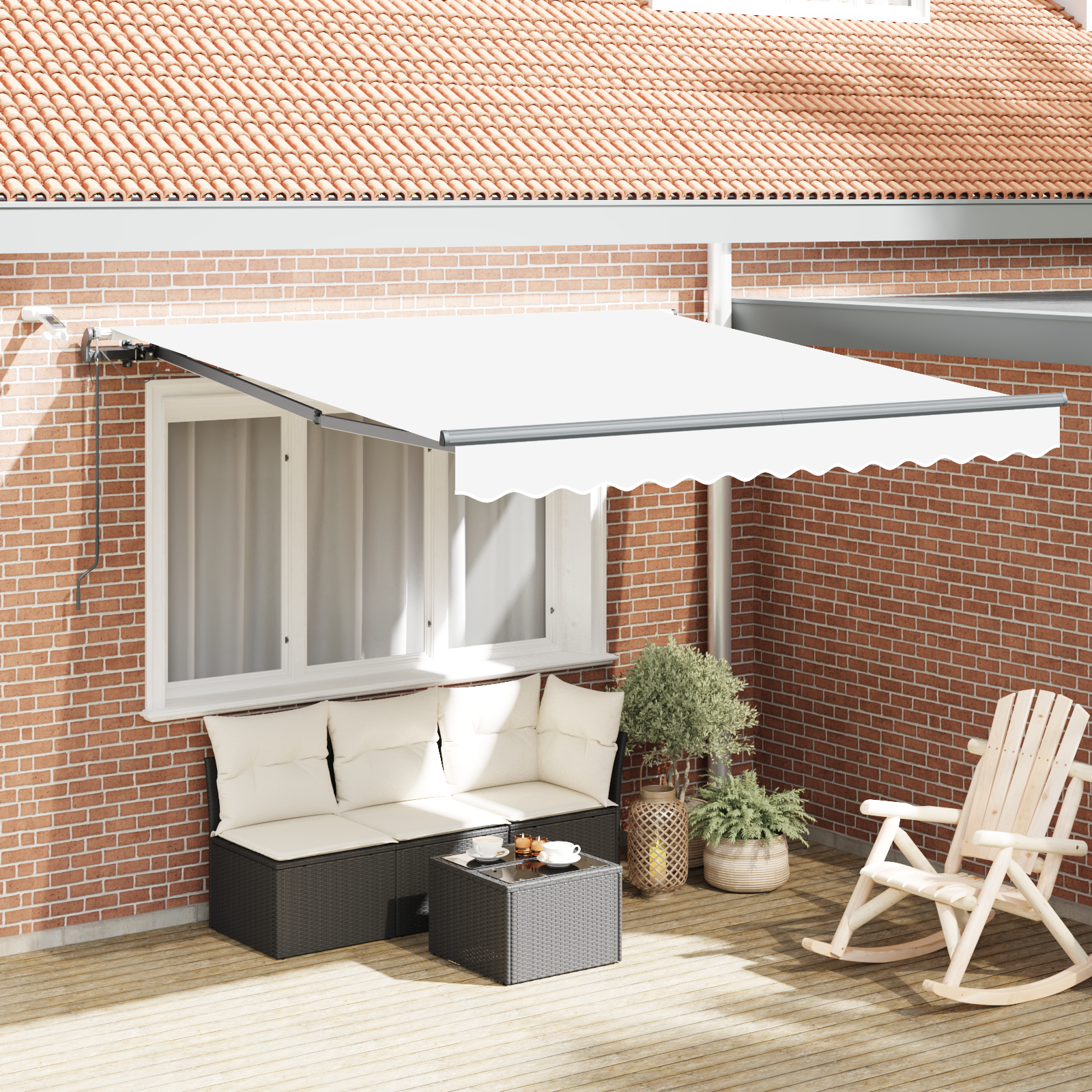 Automatische Inklapbare Luifel met LED Wit 300×250 cm