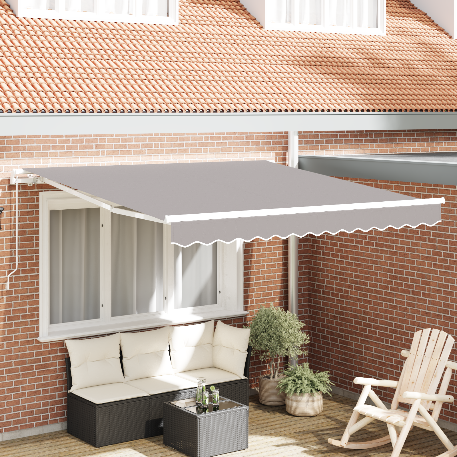 Handmatige Inklapbare Luifel Licht Grijs 300×250 cm