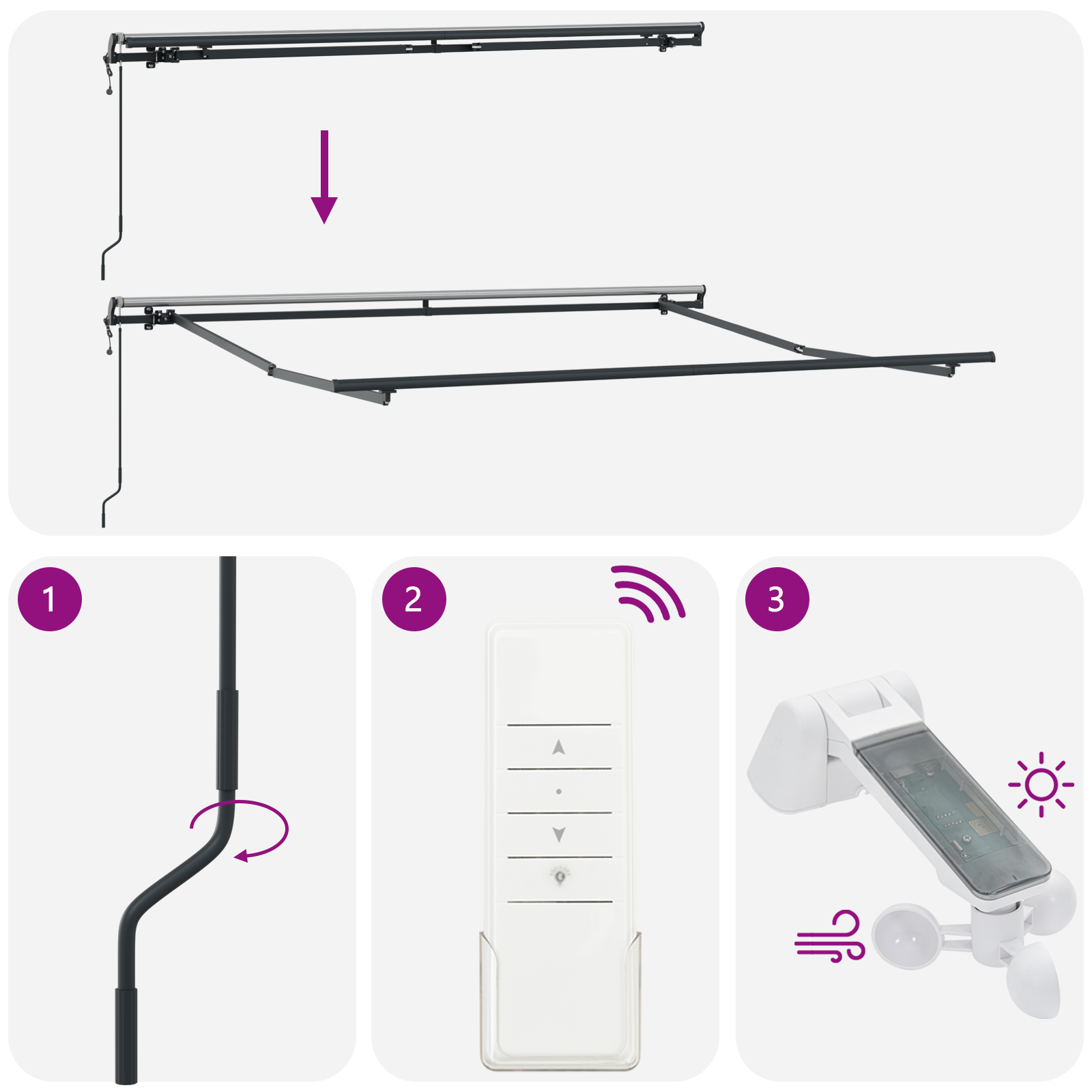 Automatische Inklapbare Luifel Lichtgrijs 300x250 cm image 9