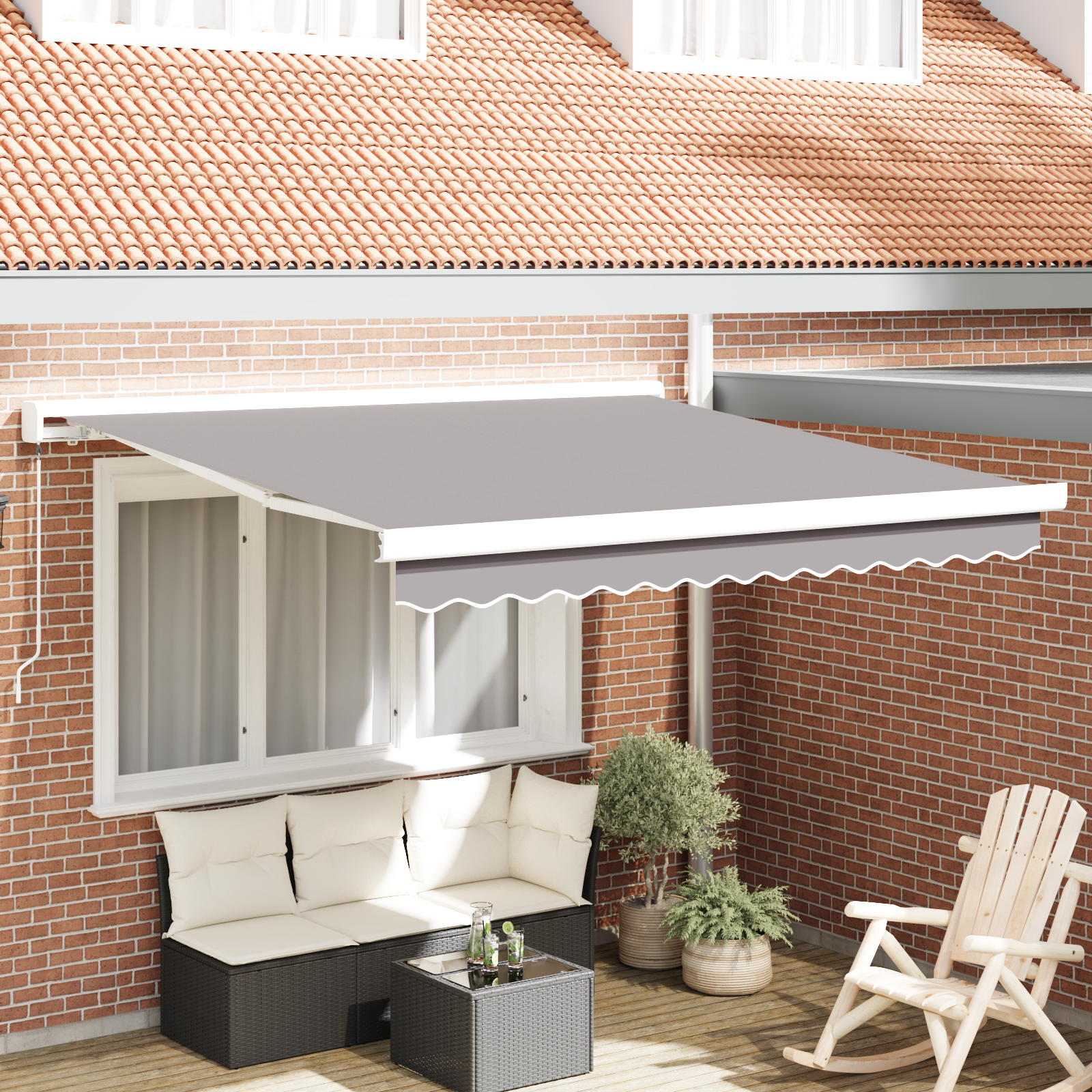 Manual Retractable Awning Light Grey 300x250 cm