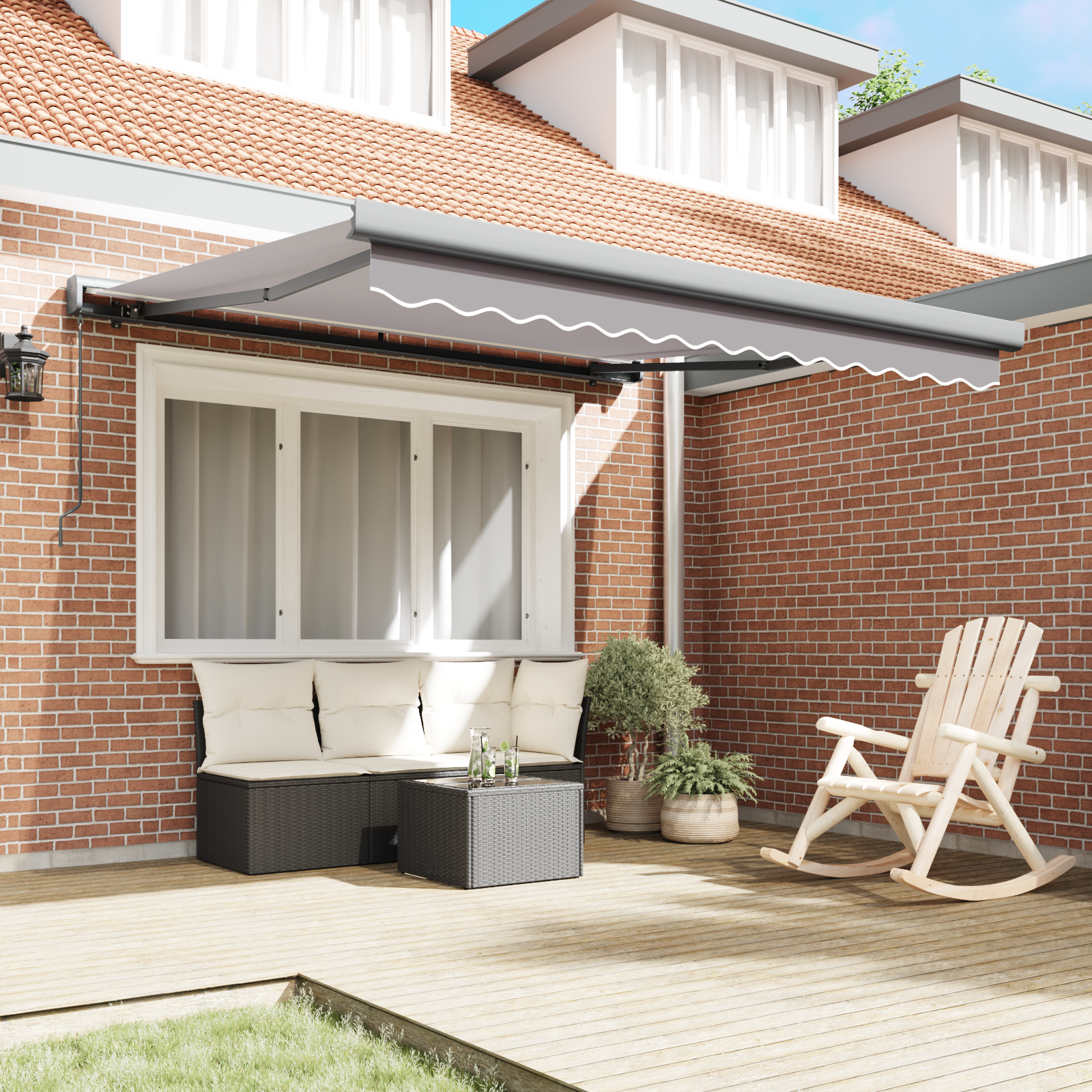 Manual Retractable Awning Light Grey 300x250 cm - Image 3