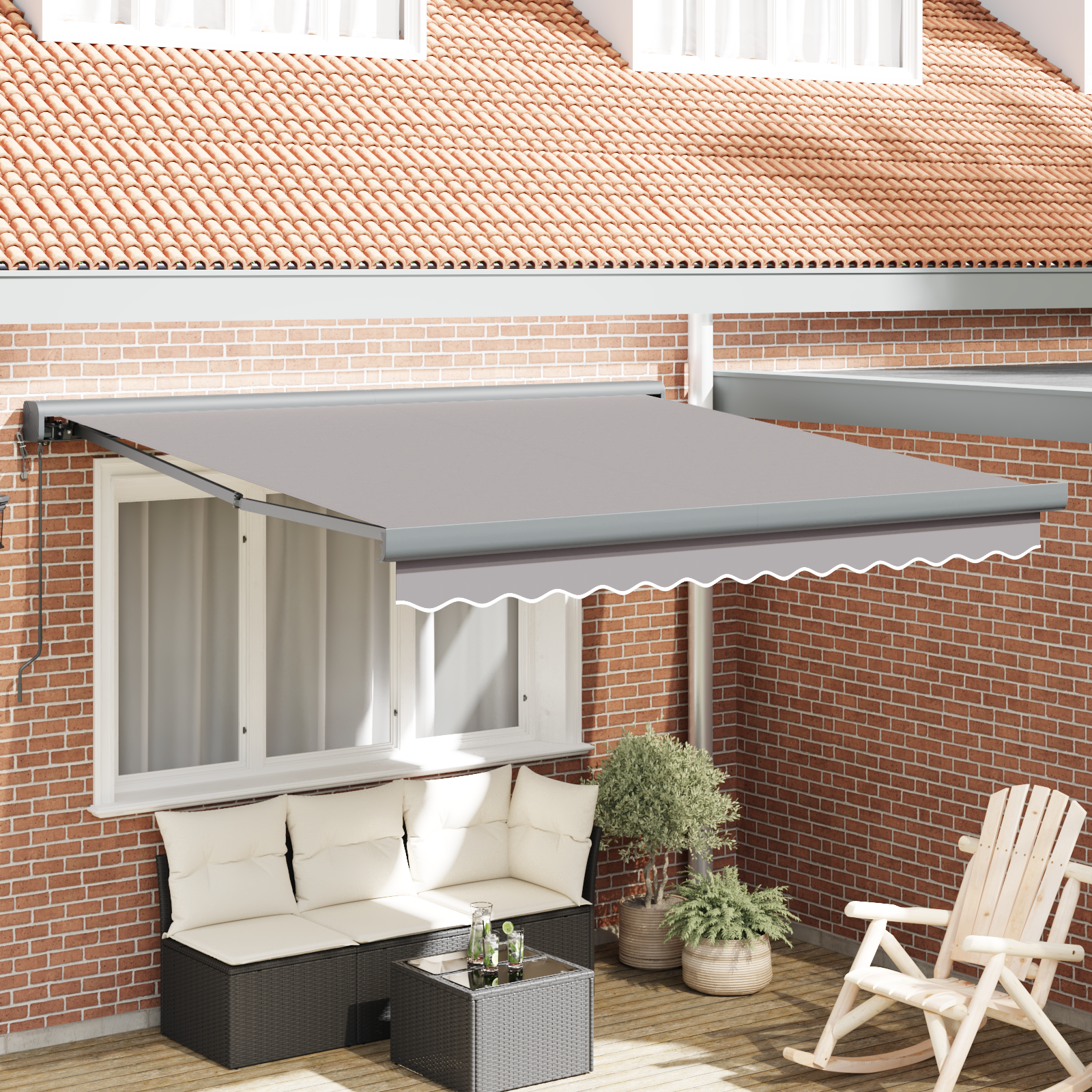 Automatic Retractable Awning Light Grey 300x250 cm
