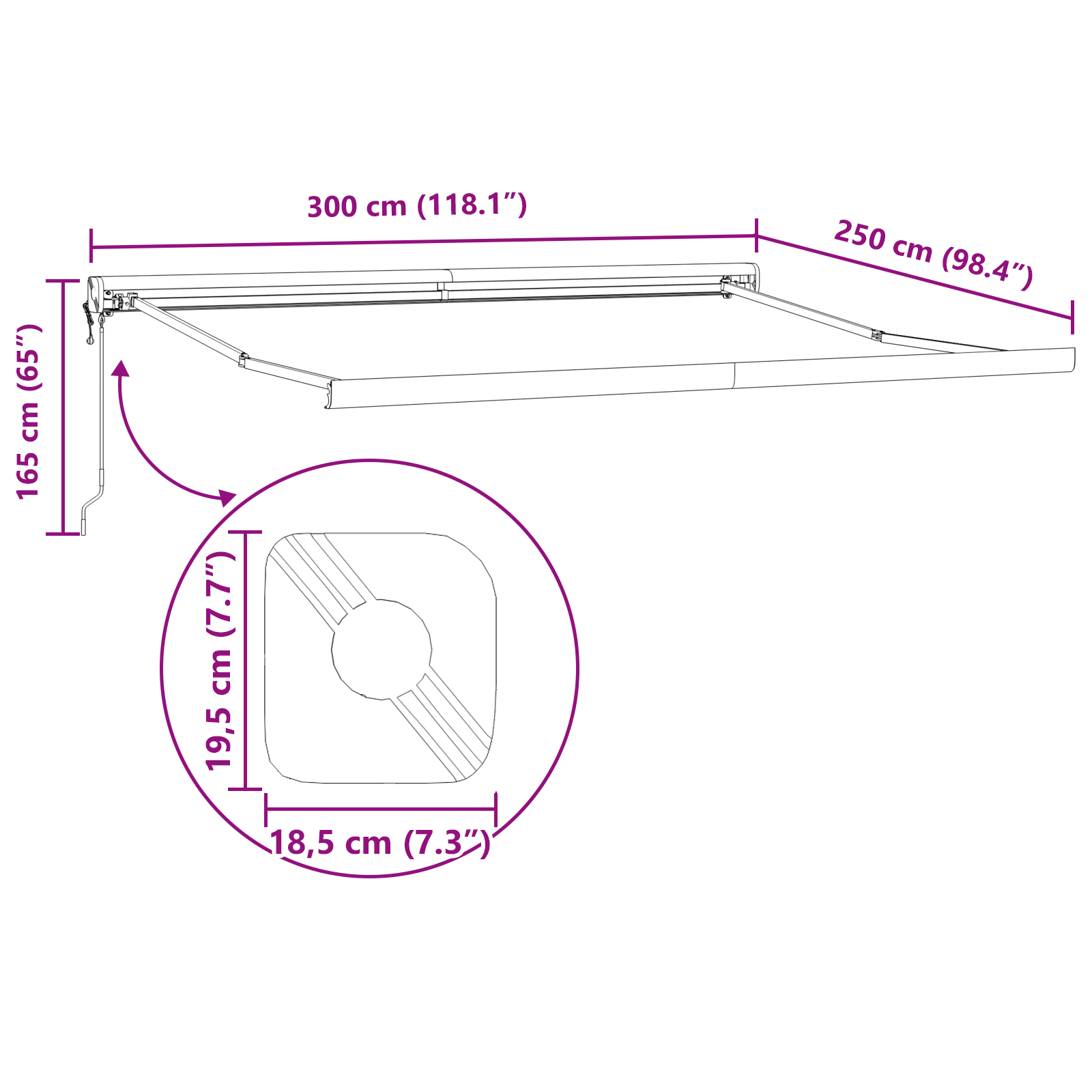 Automatische intrekbare luifel lichtgrijs 300x250 cm image 12