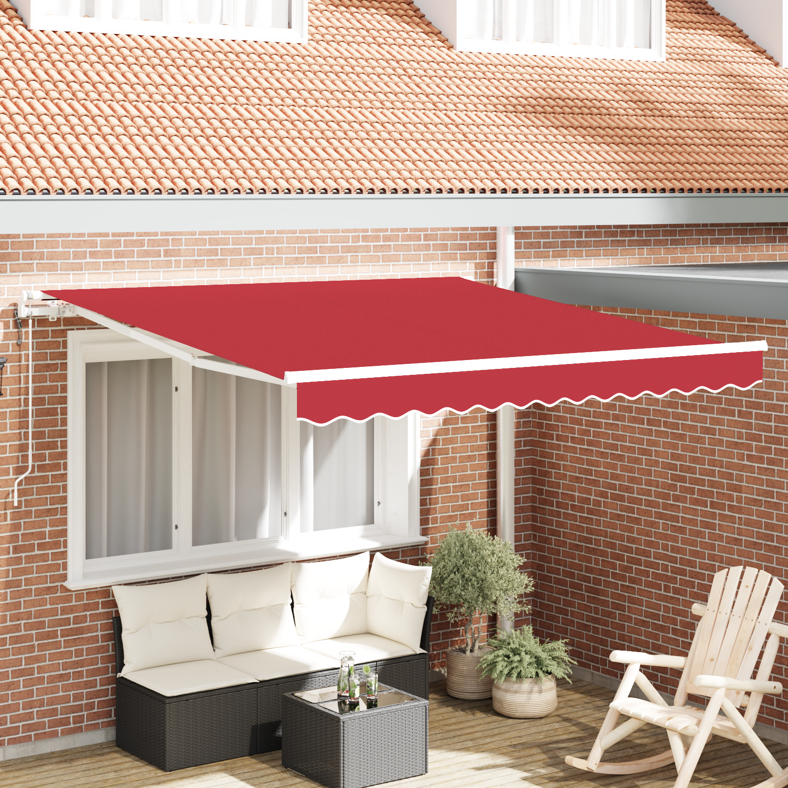 Automatische Inklapbare Luifel Rood 300×250 cm