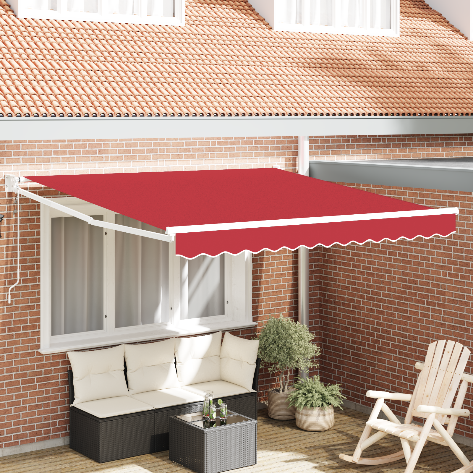 Automatische Inklapbare Luifel Rood 300×250 cm