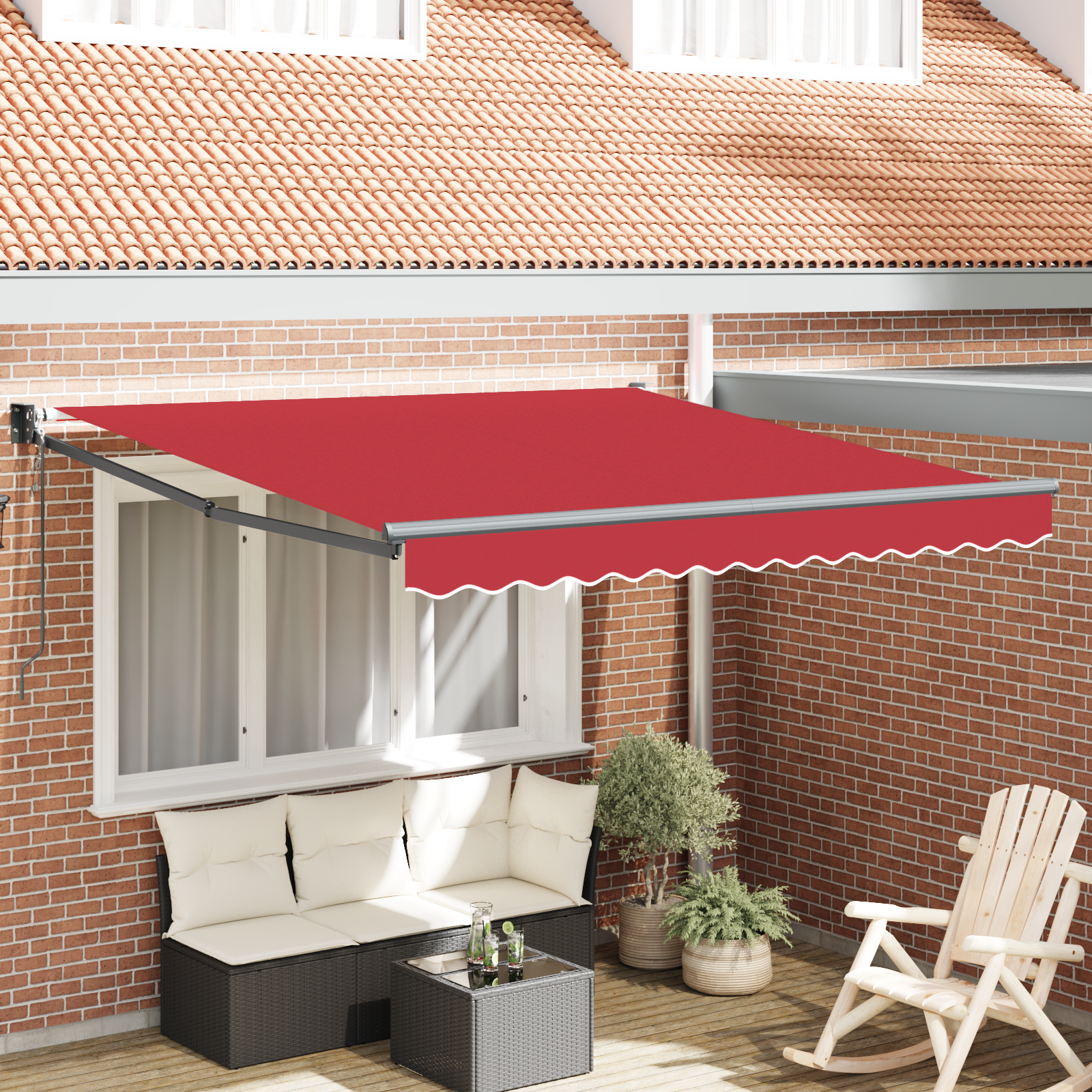 Automatische Inklapbare Luifel Rood 300×250 cm