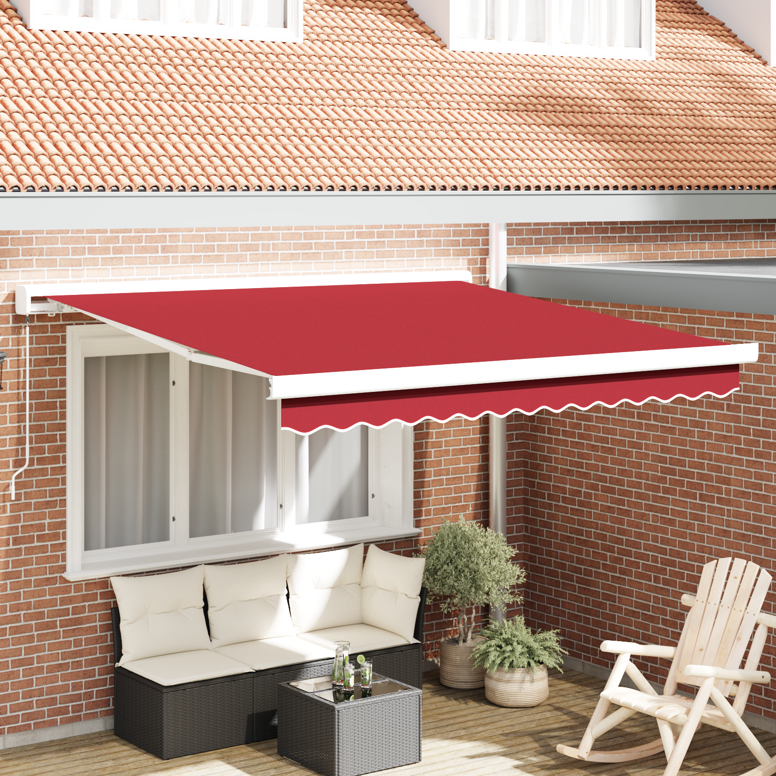 Manual Retractable Awning Red 300x250 cm