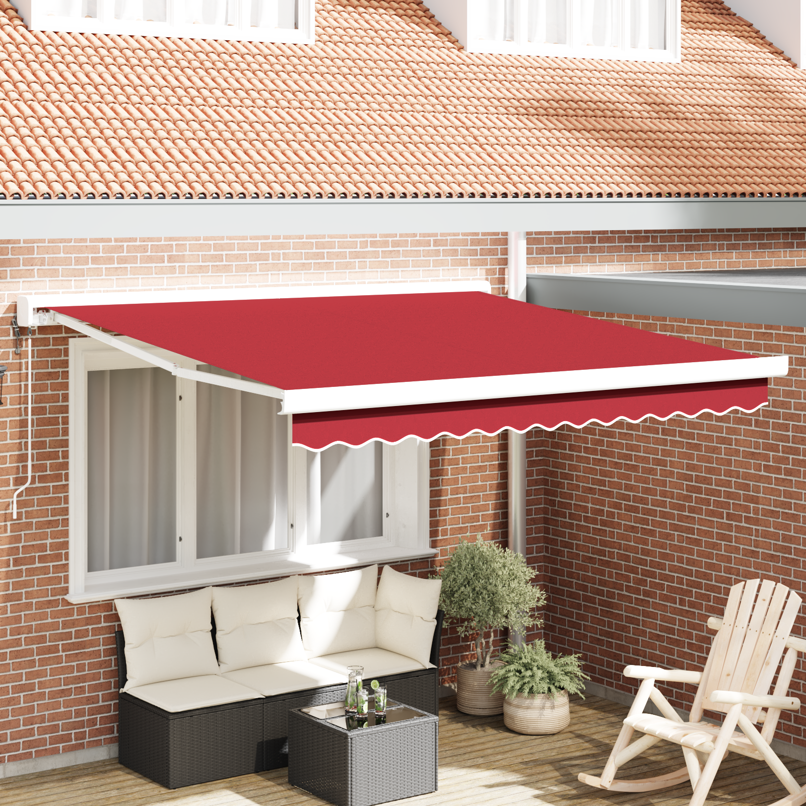 Automatic Retractable Awning Red 300x250 cm