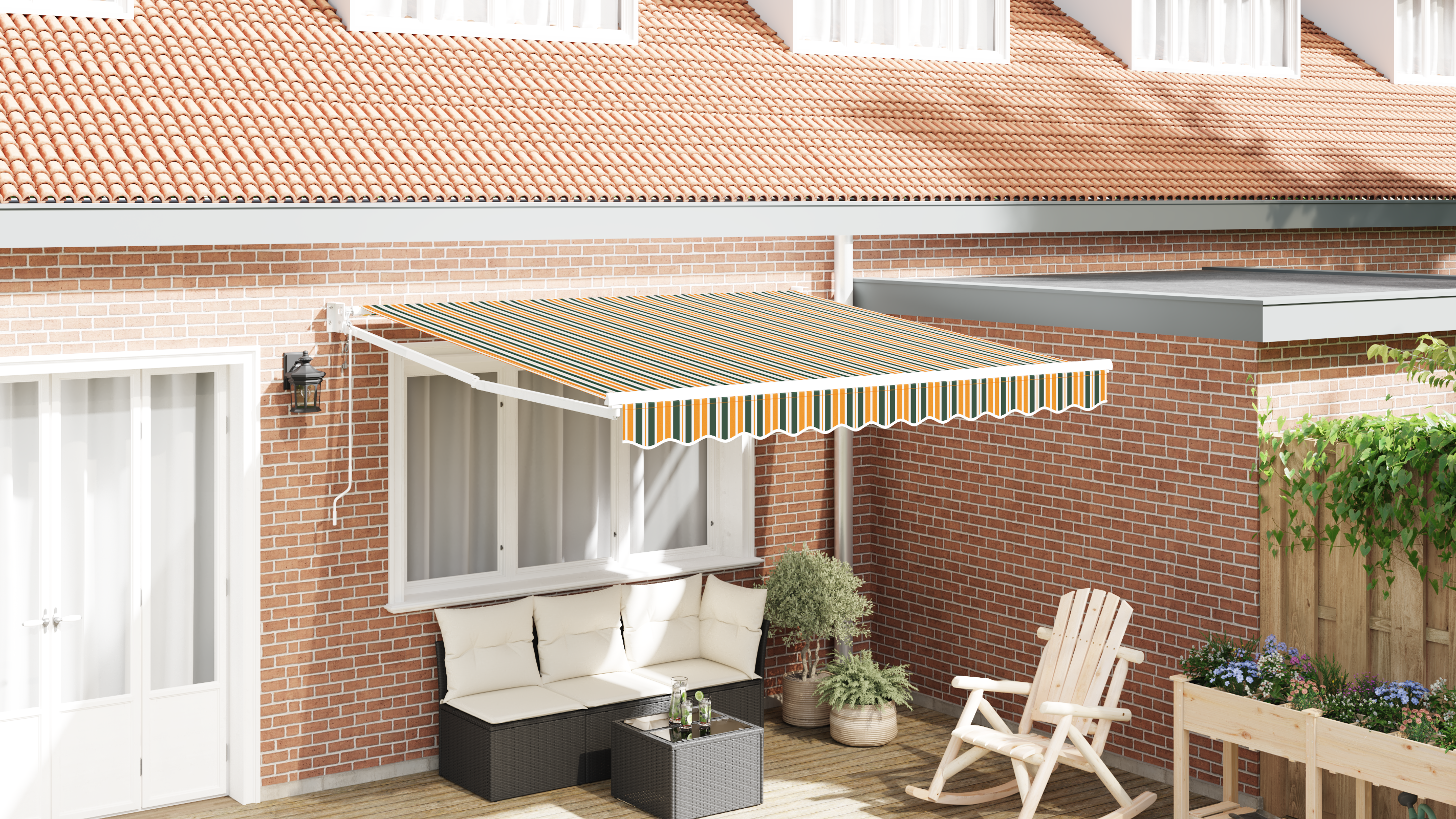 Tenda Retrattile Automatica Verde e Gialla 300x250 cm 3330168