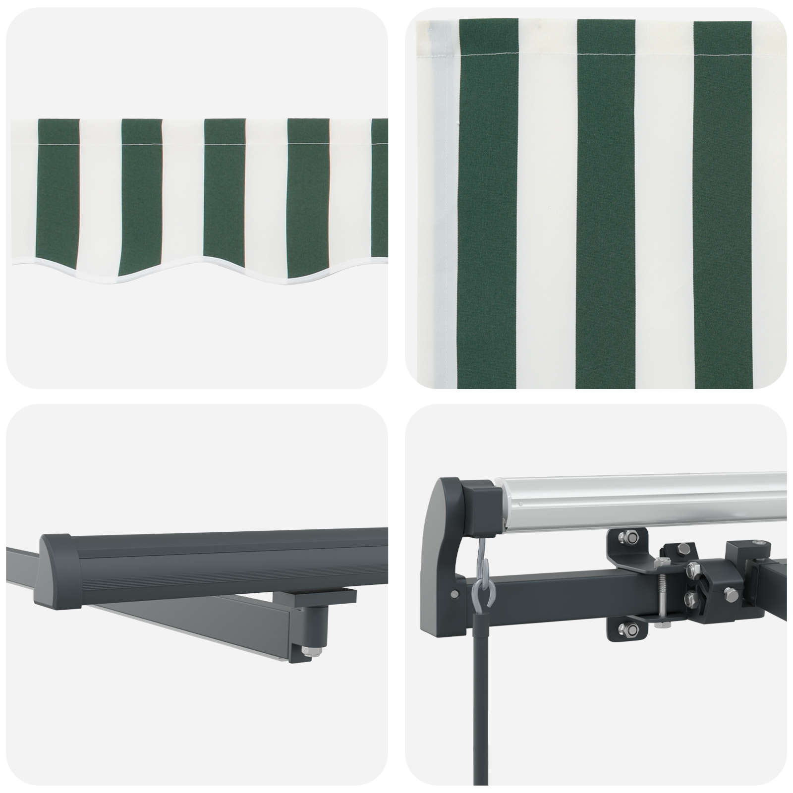 Manual Retractable Awning with LED Green and White 300x250 cm - Image 8