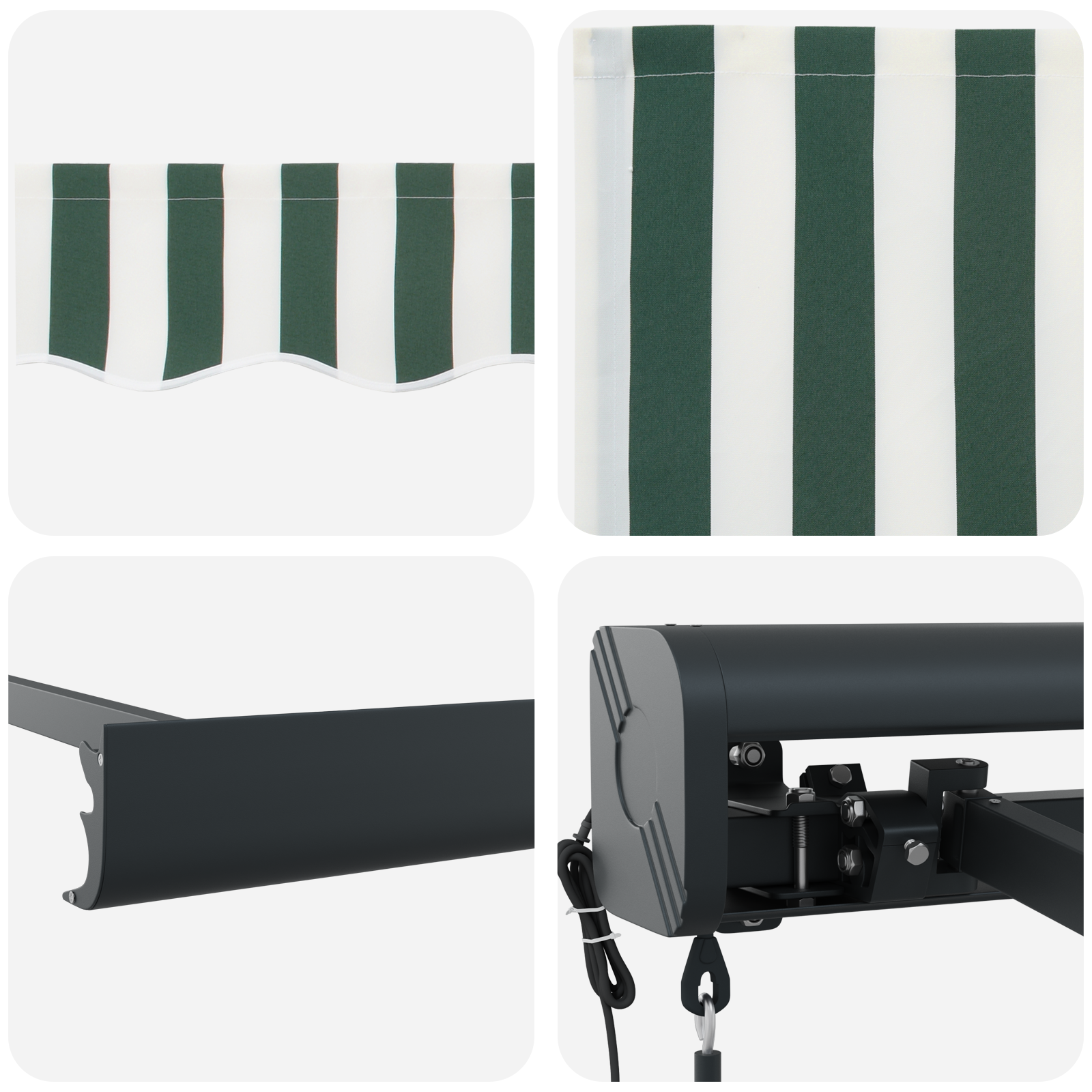 Automatisk Sammenrullende Markise Grøn og Hvid 300x250 cm 8 image product%2F3330192%2FP Detail 3330192 Detail 01