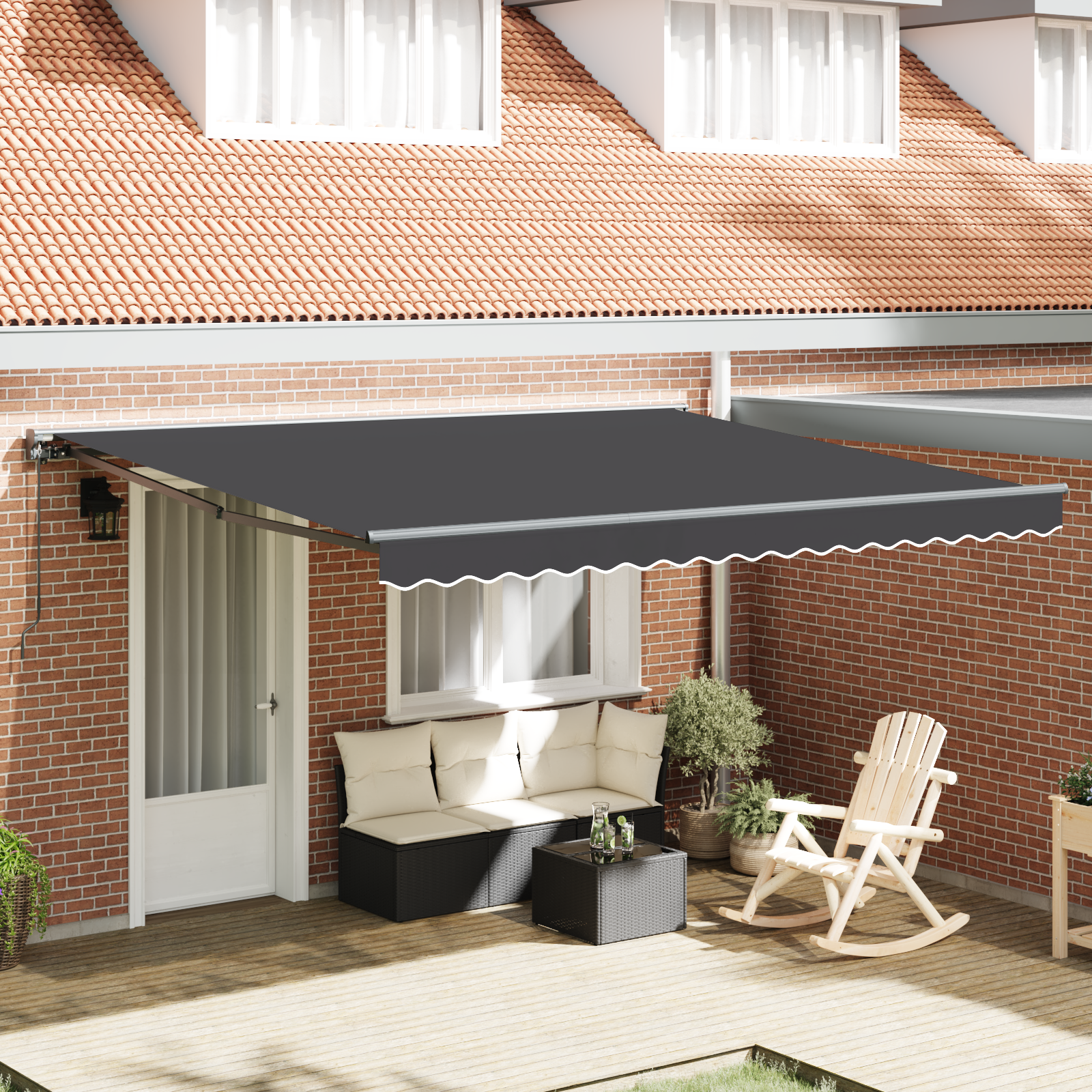 Tenda Retrattile Manuale Arancione e Bianca 350x250 cm 3330213