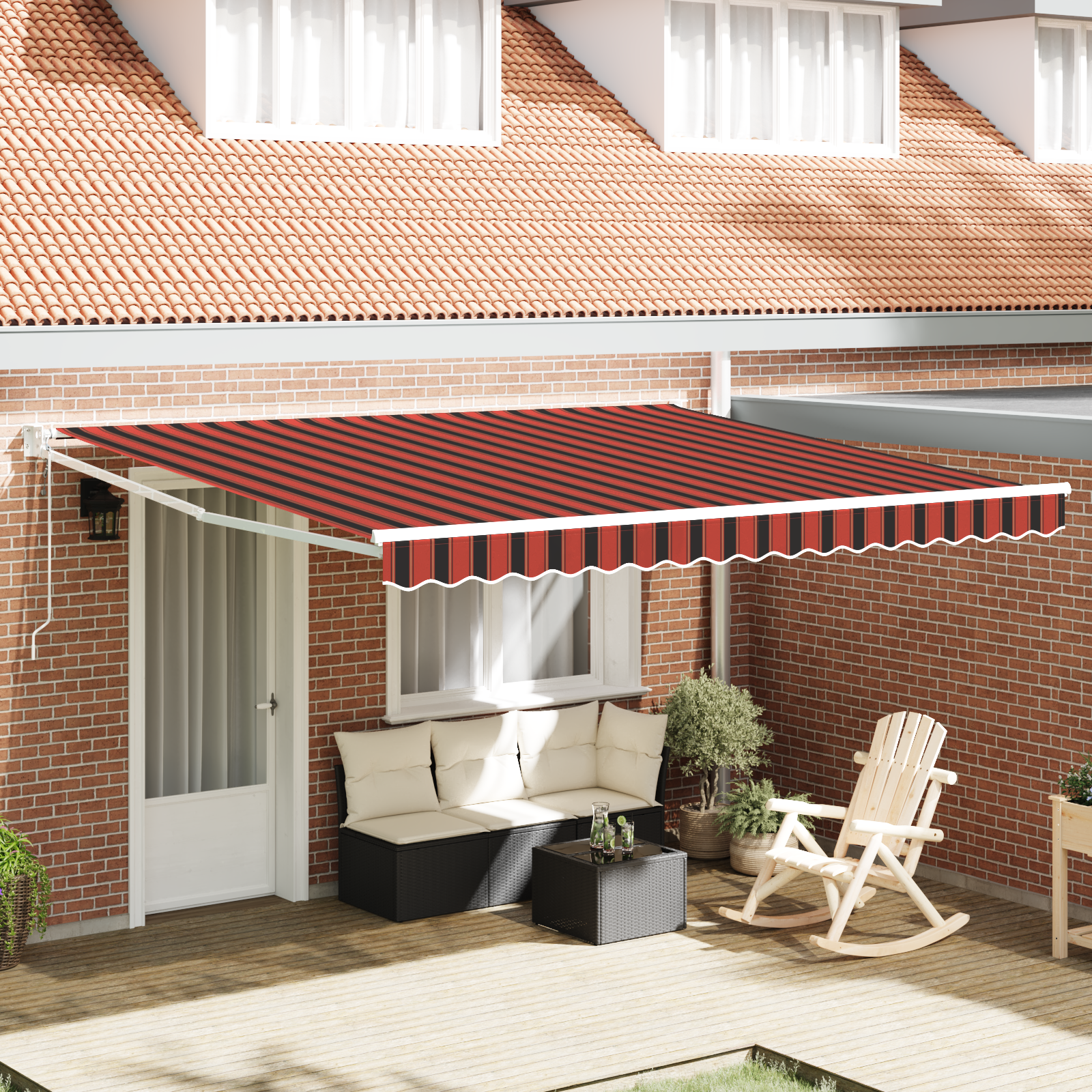 Tenda Retrattile Manuale con LED Arancione e Marrone 350x250 cm 3330226