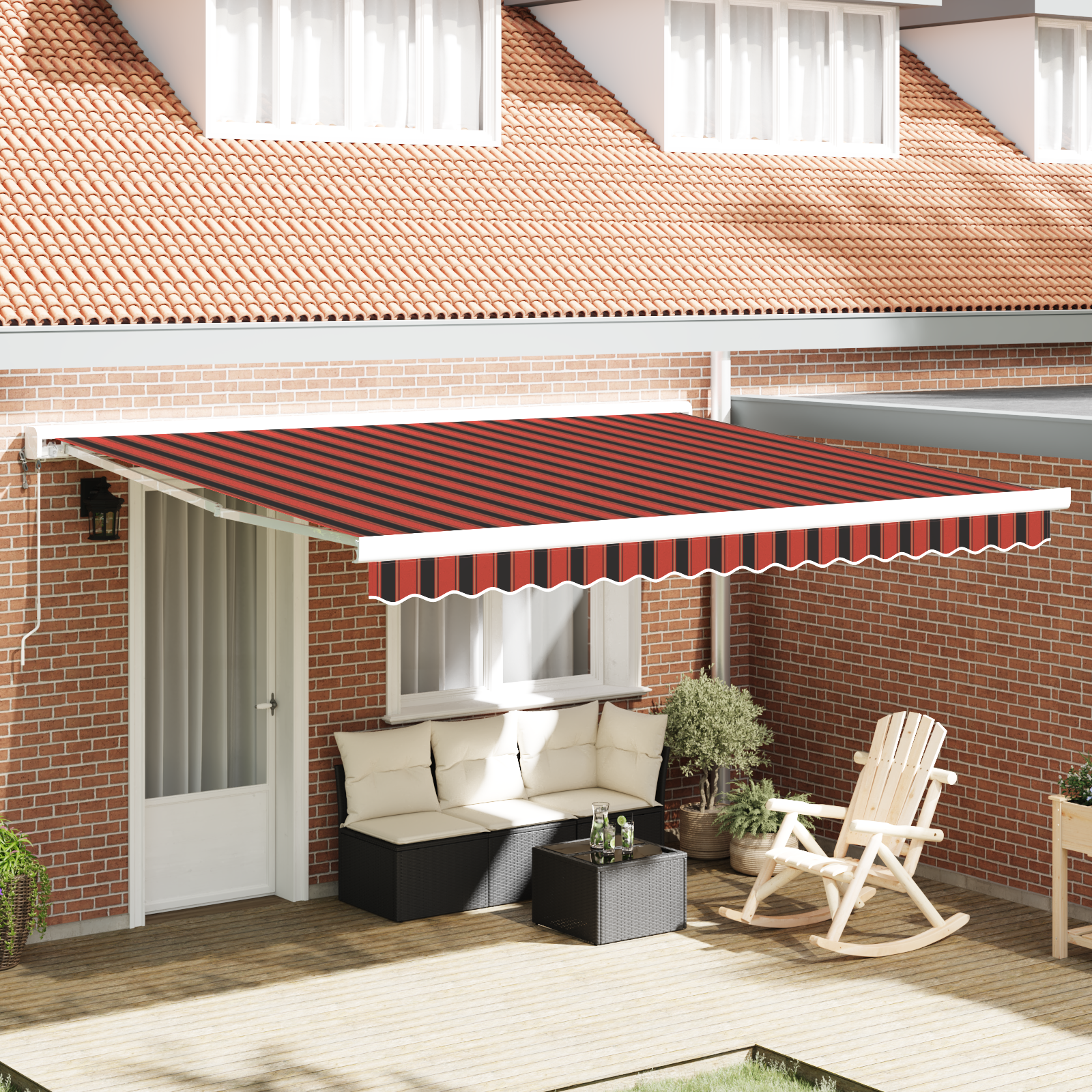 Tenda Retrattile Manuale Arancione e Marrone 350x250 cm 3330229