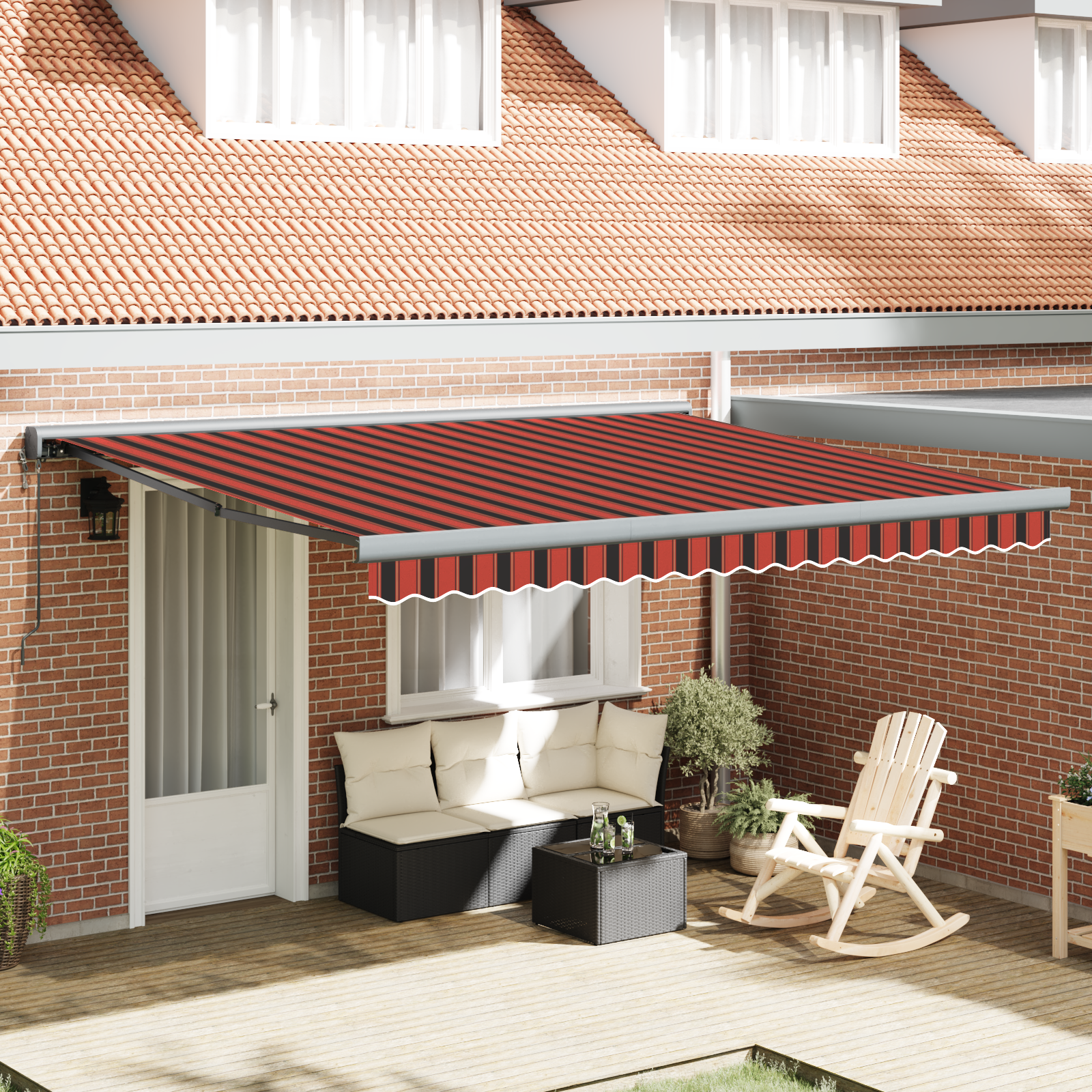 Tenda Retrattile Manuale con LED Arancione e Marrone 350x250 cm 3330230