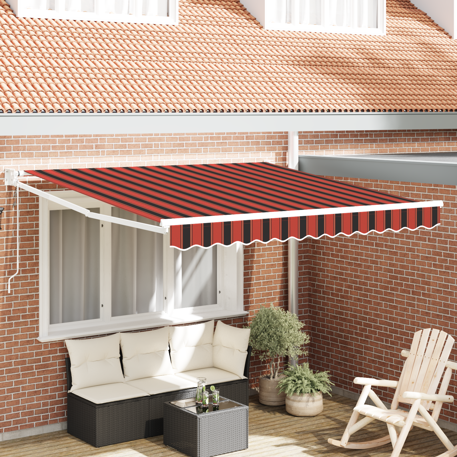 Automatische Inklapbare Luifel Oranje en Bruin 350×250 cm