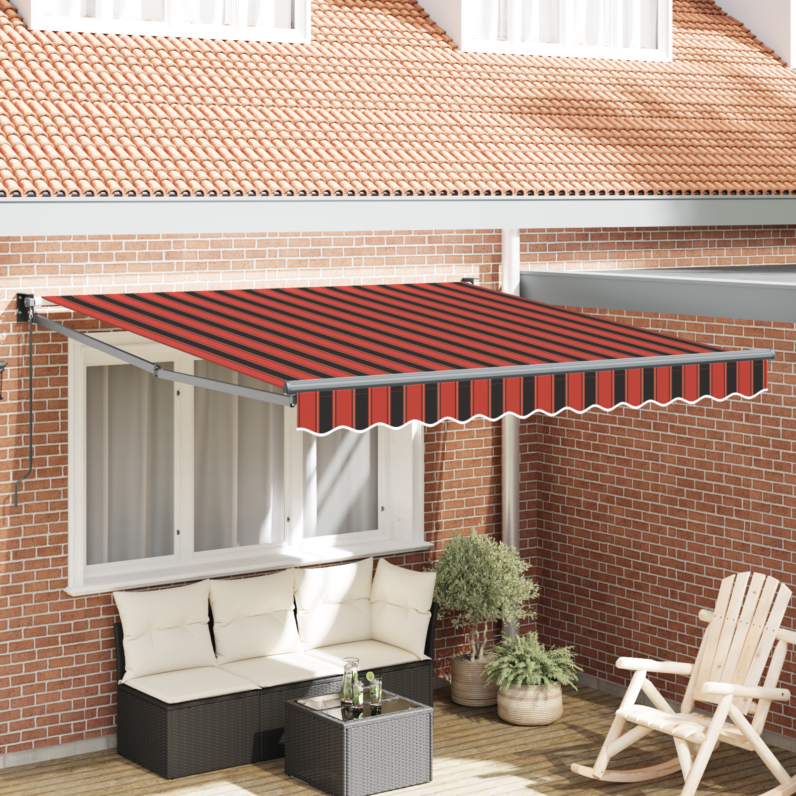 Handmatige Uittrekbare Markies Oranje en Bruin 350×250 cm